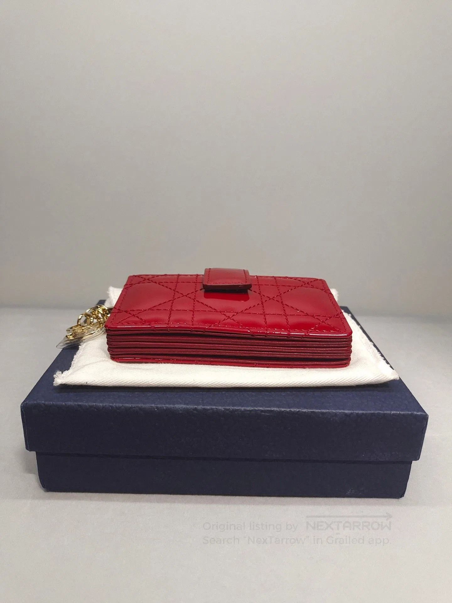 Dior Dior Red Cowhide Cannage 5-Slot Card Holder. Size ONE SIZE - 4 Thumbnail
