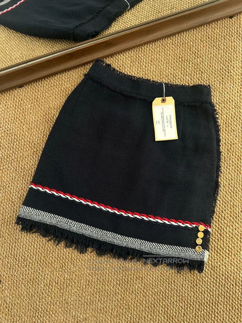 Thom Browne Thom Browne Navy Blue Classic Logo Fringed Short Dress Size 27" / US 4 / IT 40 - 1 Thumbnail
