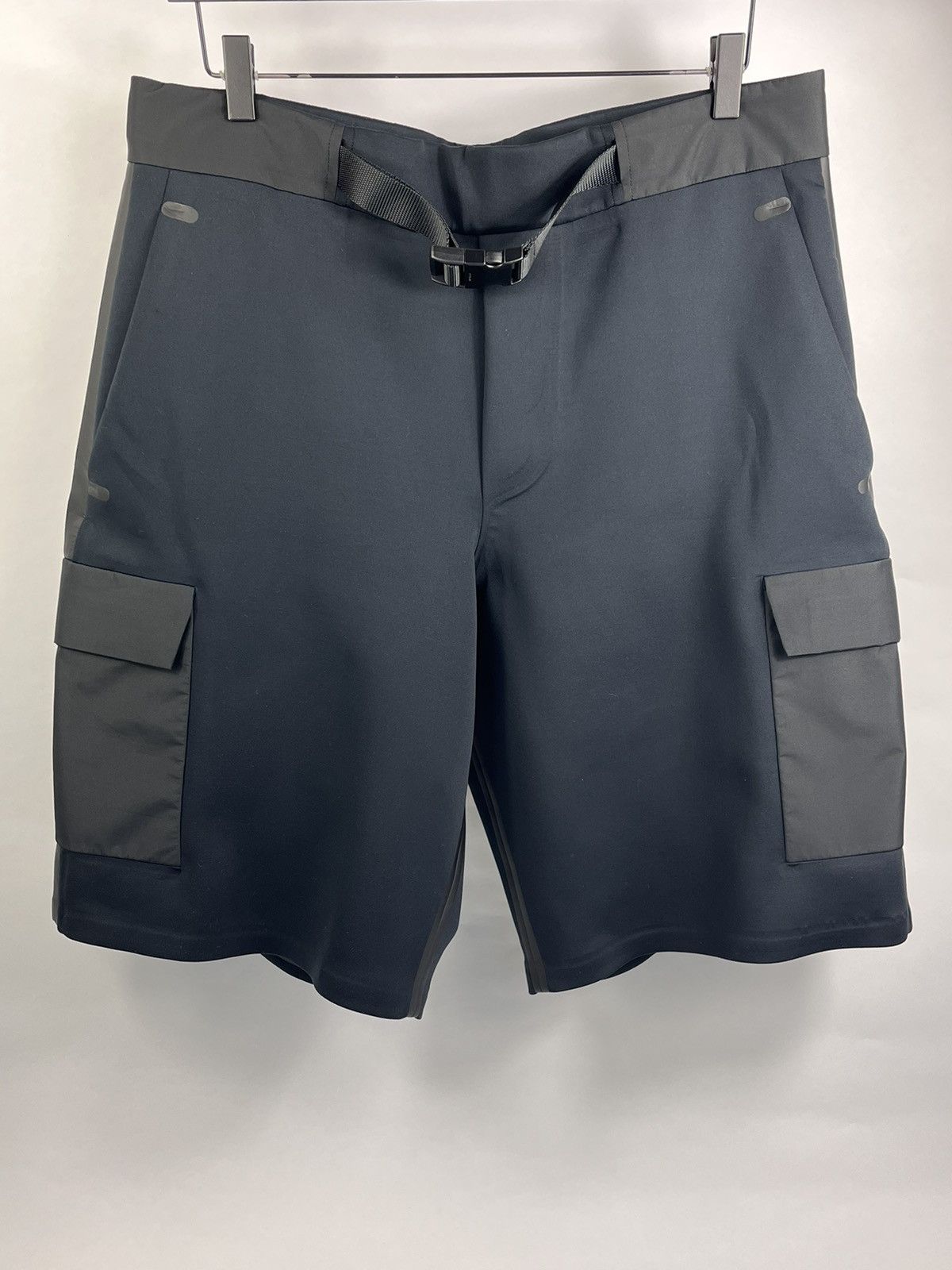 image of Prada Jersey Buckle Shorts in Black, Men's (Size 36)