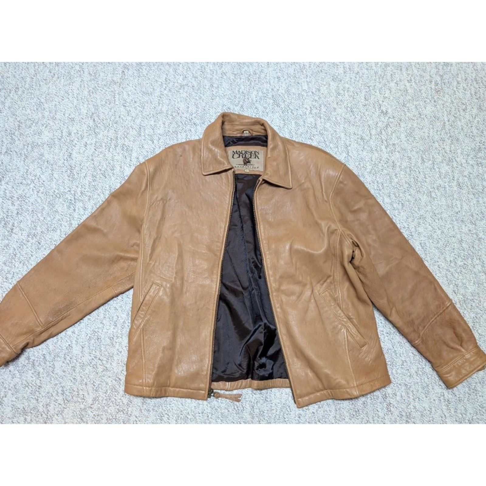 Vintage VINTAGE Madison Creek Motorcycle Jacket L Lambskin Leather Brown Patina 1990s Mens 44-46 Size US L / EU 52-54 / 3 - 2 Thumbnail