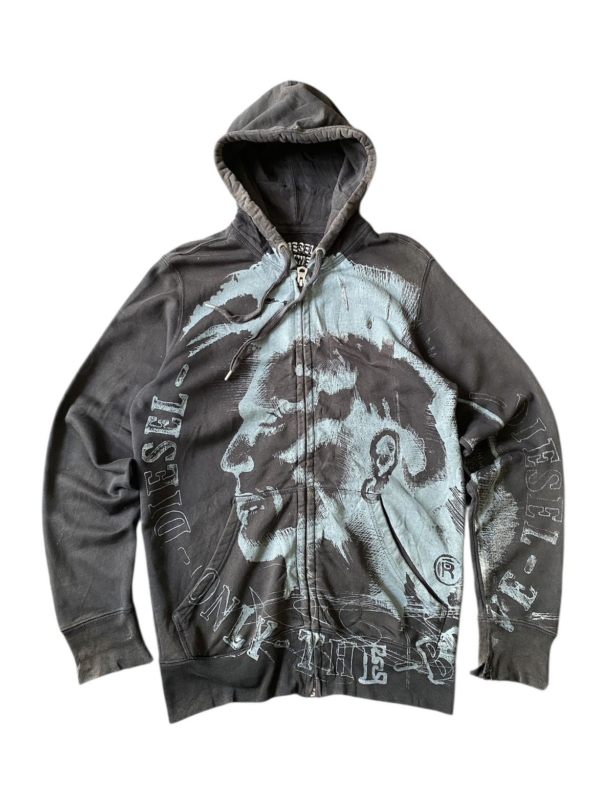 Diesel Diesel Black Faded Distressed Hoodie Size US S / EU 44-46 / 1 - 1 Thumbnail