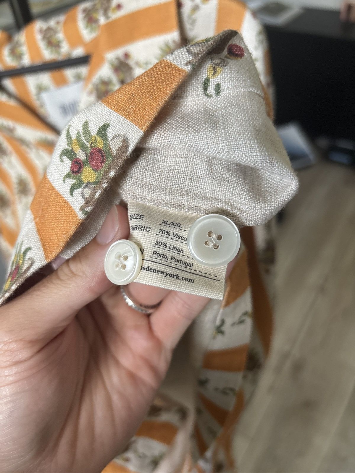 Bode 1/1 BODE ORANGE LINEN FLORAL PRINT SHIRT Size US XXL / EU 58 / 5 - 11 Thumbnail