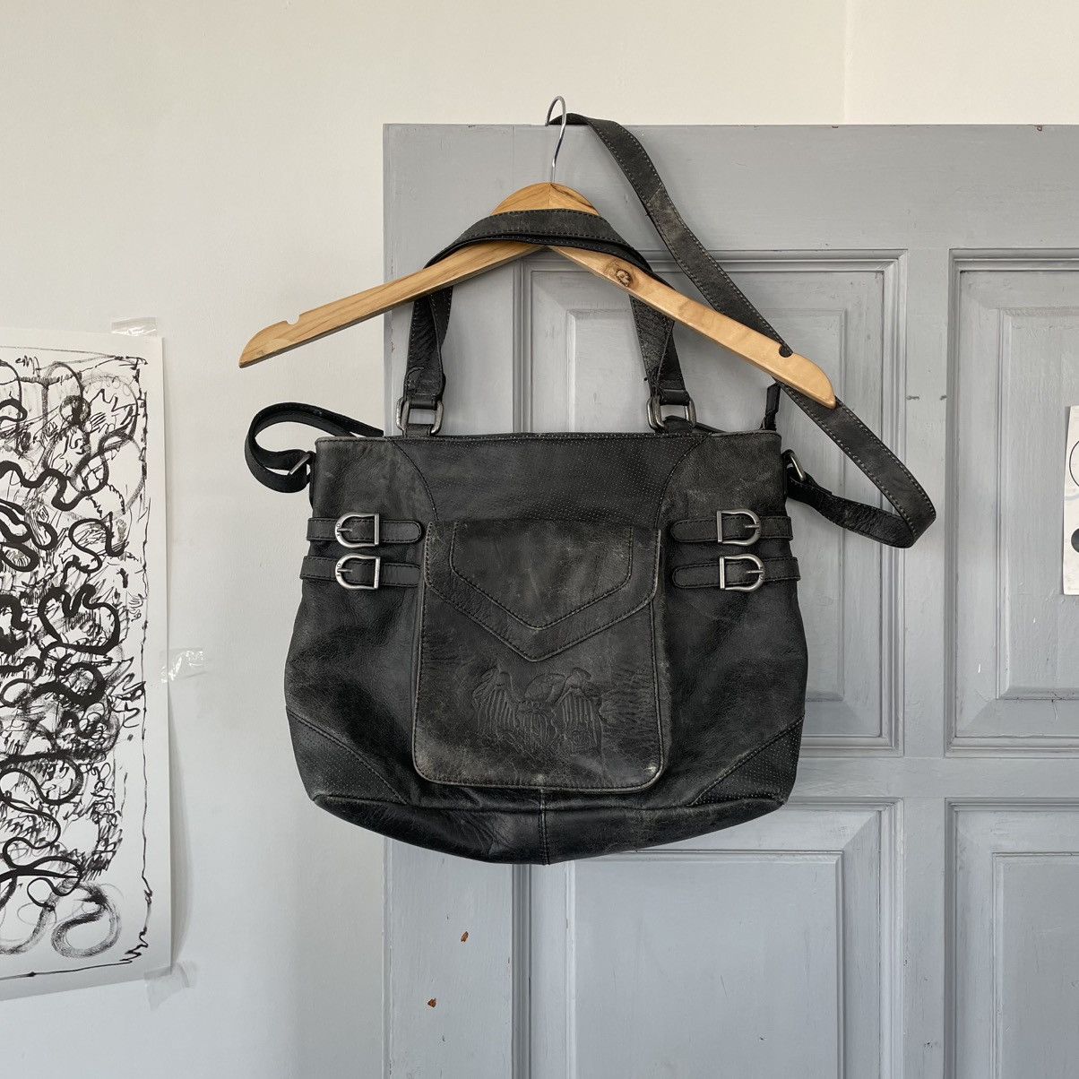 Harley Davidson × Vintage Vintage Avantgarde Harley Davidson Distressed Shoulder bag Size ONE SIZE - 2 Thumbnail