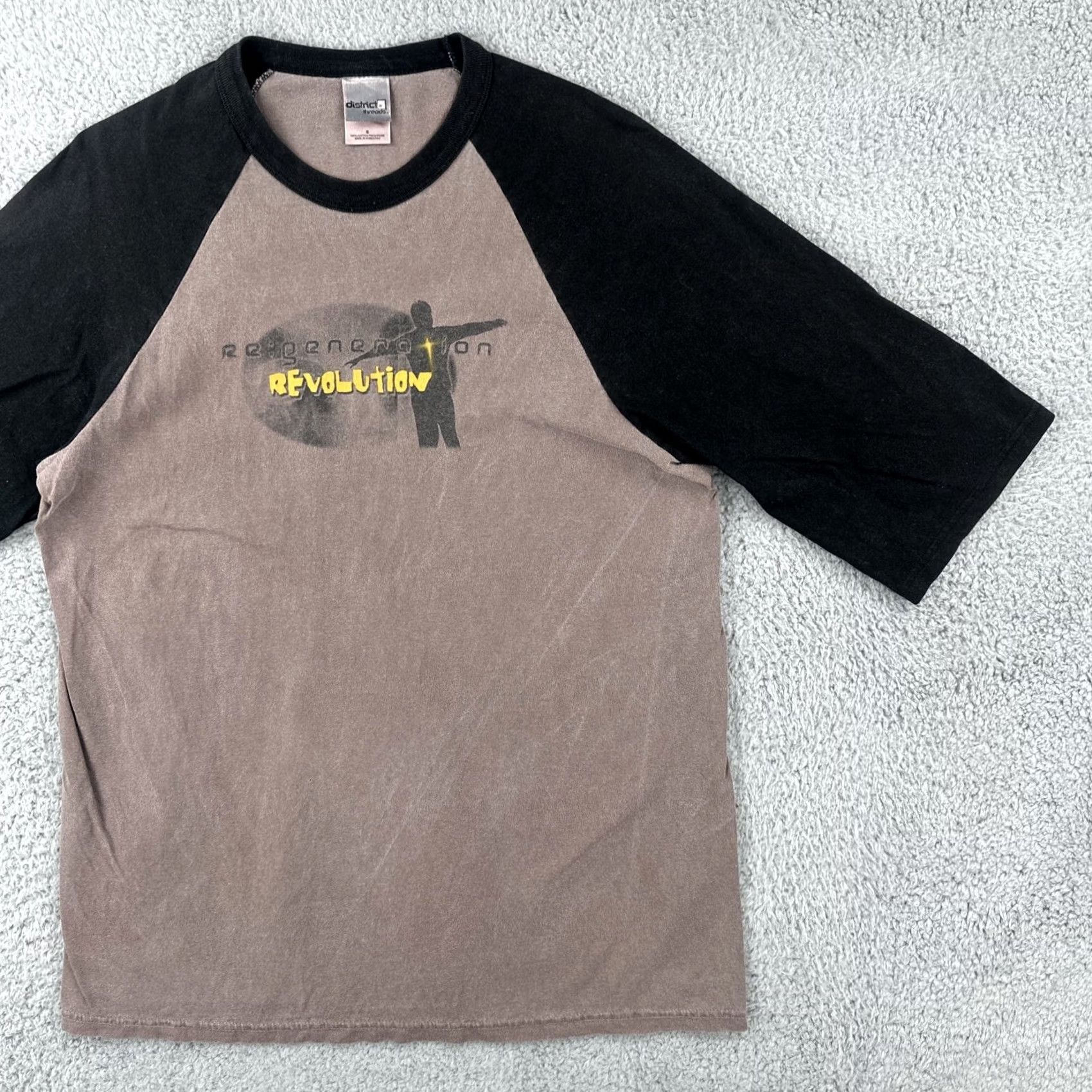 Vintage VINTAGE District Threads Mens S Baseball T Shirt Regeneration Revolution Jesus Tee Gray 1990s Sportswear/Beach Mens Size US S / EU 44-46 / 1 - 2 Thumbnail