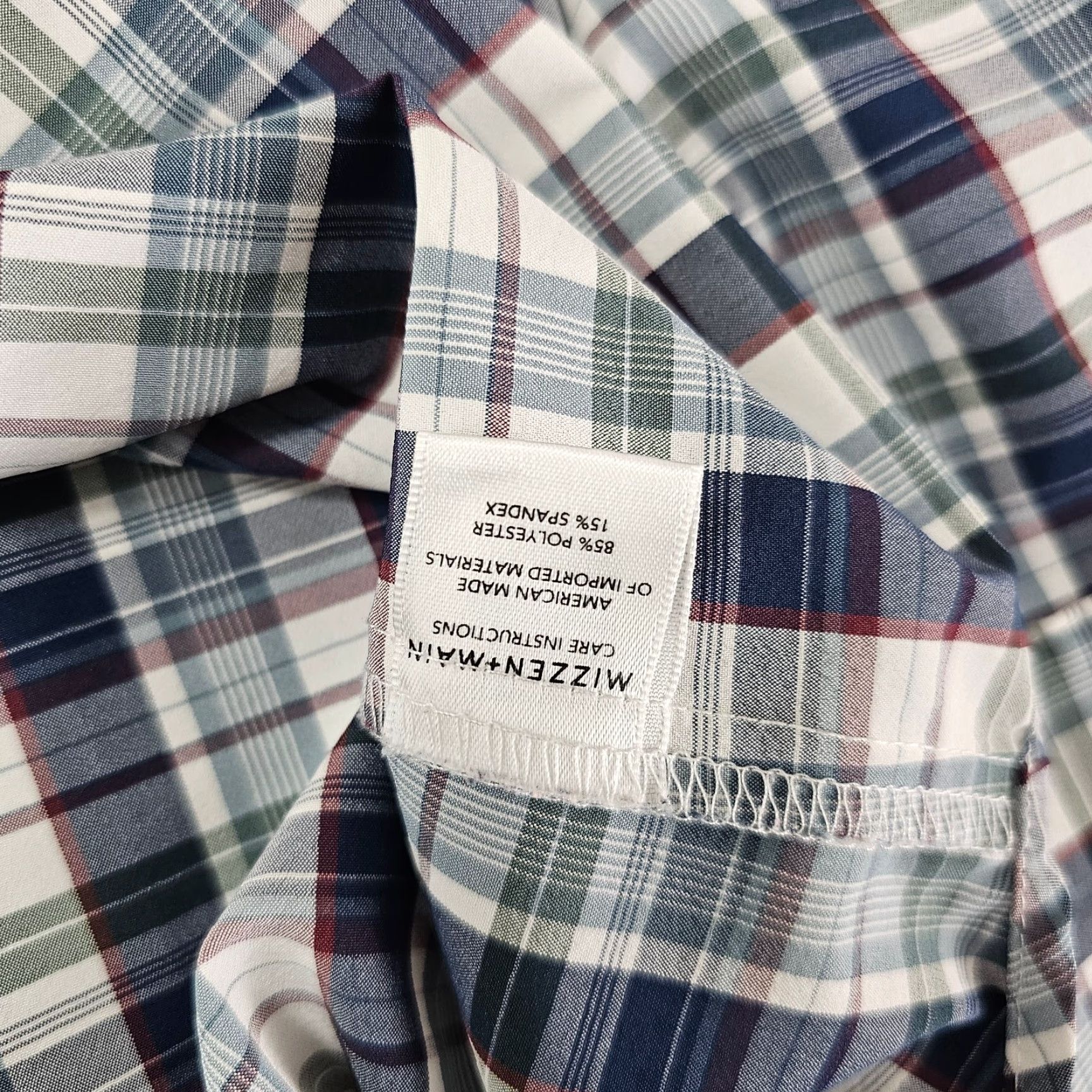 Mizzen+Main Mizzen+Main Dress Shirt Mens M Button-Up Collared Check Blue Green Multicolor Size 40R - 6 Thumbnail