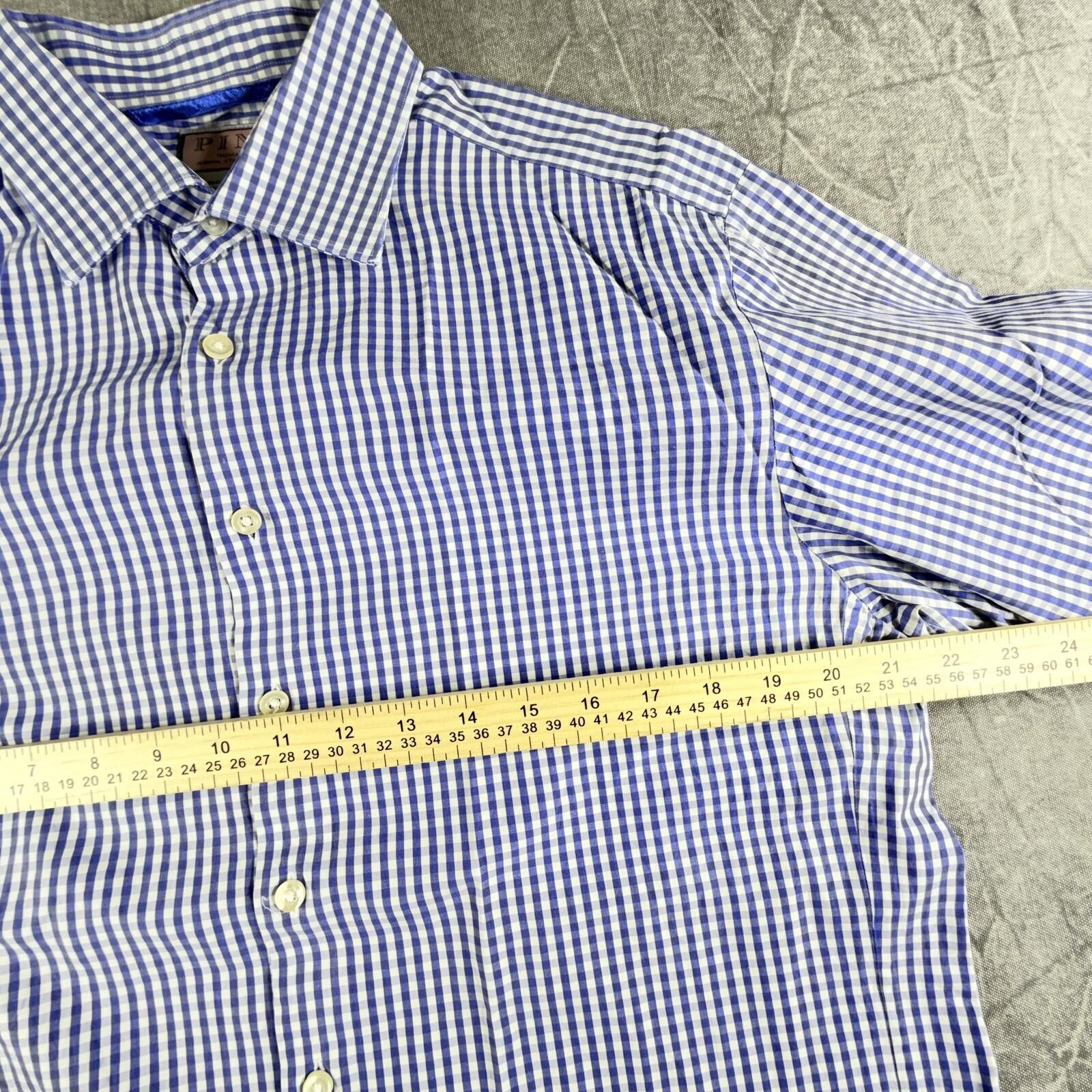 Thomas Pink Thomas Pink Shirt Men's 16 1/2 Blue Blue Plaid Button Up Size US L / EU 52-54 / 3 - 4 Thumbnail