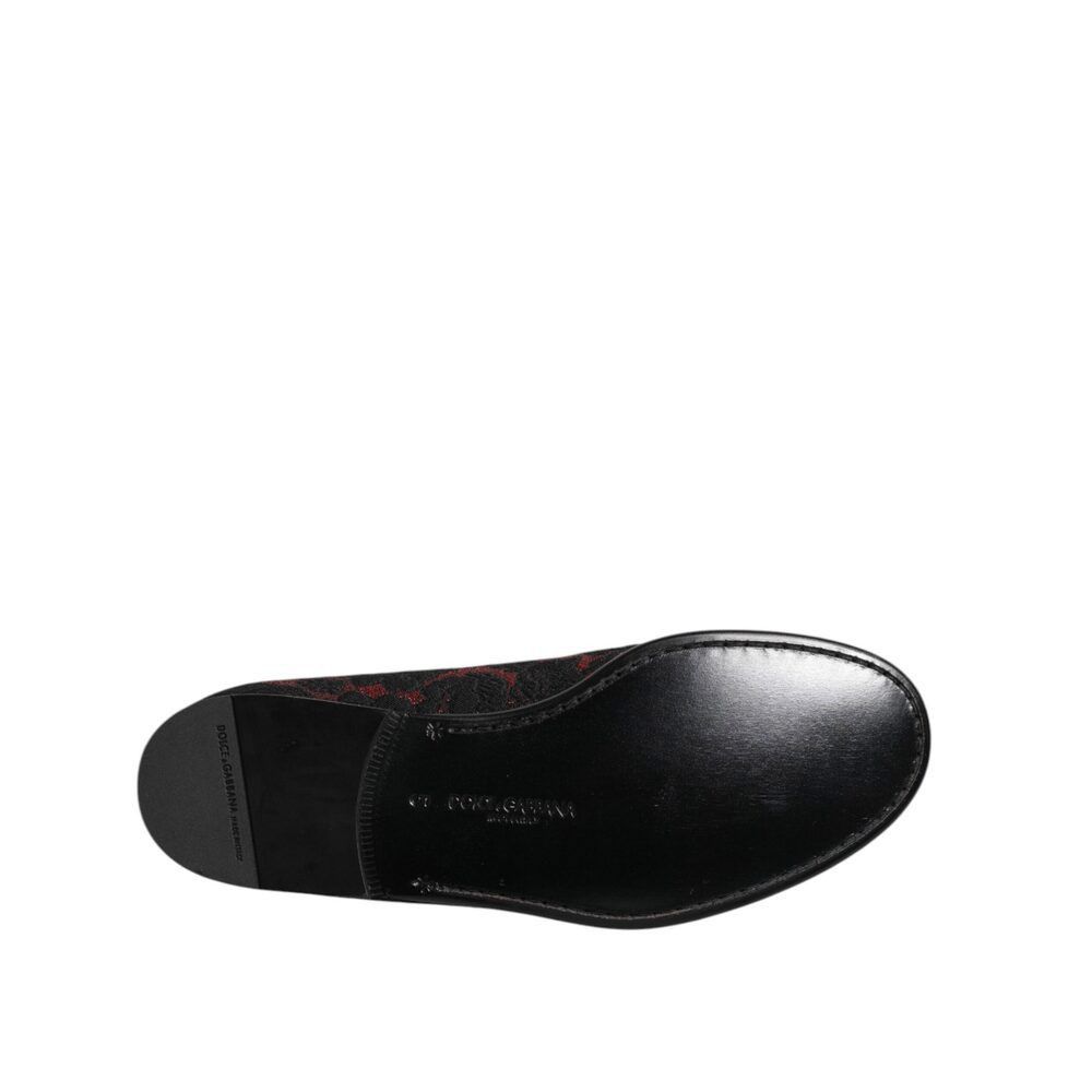 Dolce & Gabbana Dolce & Gabbana Red Black Jacquard Slip On Men Loafers Shoes Size US 7 / EU 40 - 8 Thumbnail