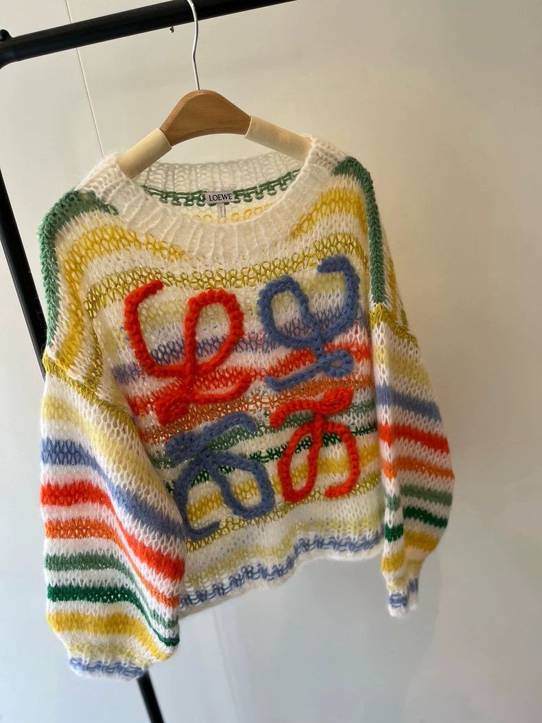 Loewe Loewe Wool blended rainbow striped lazy blouse Size XS / US 0-2 / IT 36-38 - 2 Thumbnail
