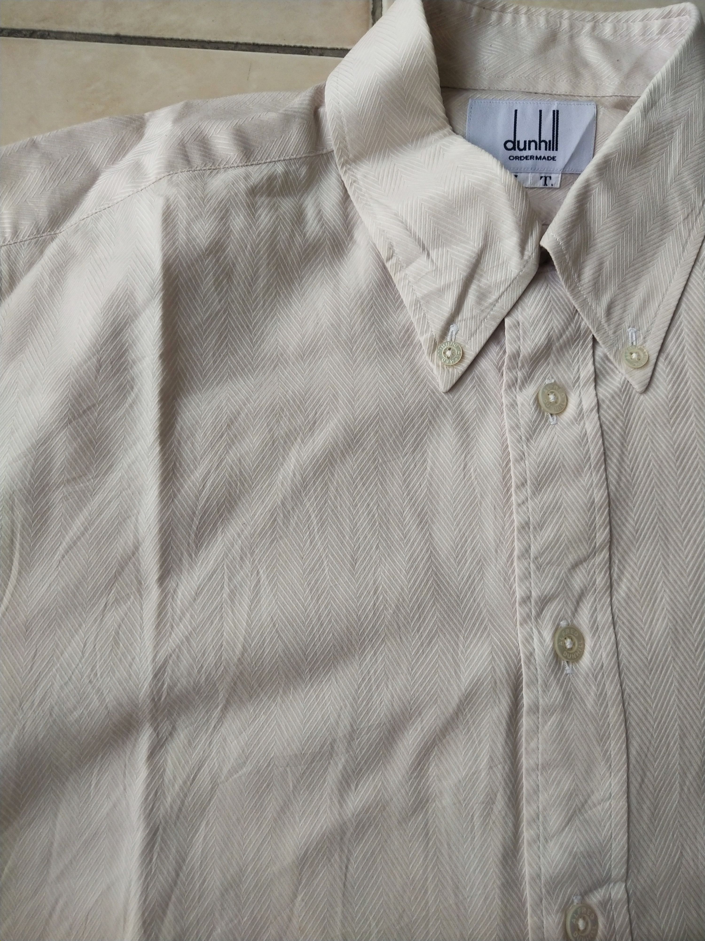 Alfred Dunhill Vintage Dunhill Japan Made Herringbone Cotton Shirt Size US L / EU 52-54 / 3 - 3 Thumbnail