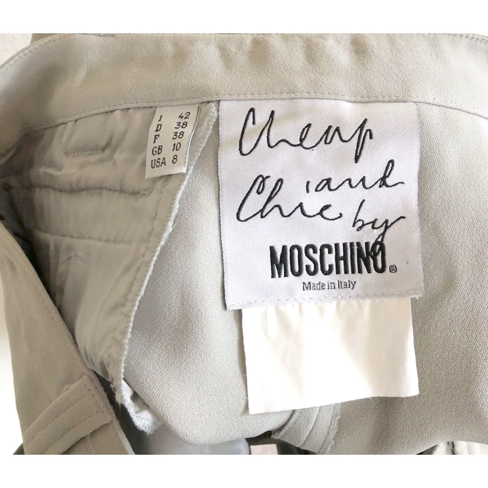 Moschino VINTAGE Moschino Cheap And Chic Tapered Pants Women 8 Gray Wool Blend Pale Gray 90s Dress Pants Size 30" / US 8 / IT 44 - 6 Thumbnail
