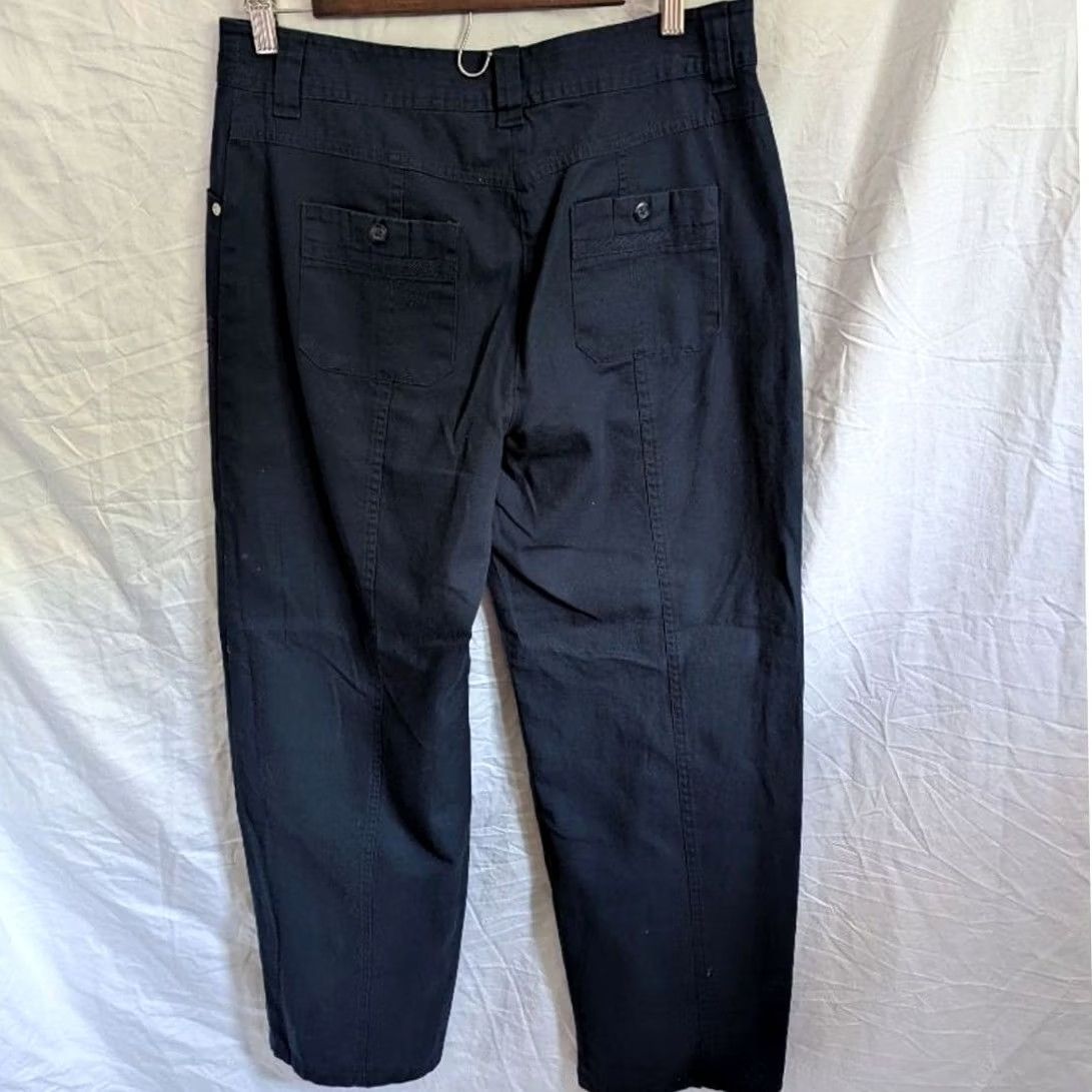 Vintage Navy Blue Classic Elements Petite Straight Leg Pants Womens 8P Cotton Blend Stretch Workwear Preppy Flat Front Dark Academia Bottoms Size 30" / US 8 / IT 44 - 2 Thumbnail