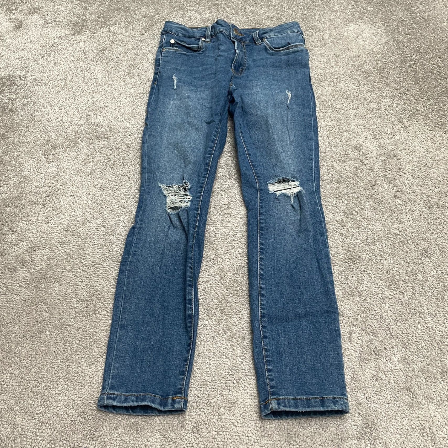 Vintage Tahari Jeans Women 4 Skinny Mid Rise Distressed Denim 27x26 Blue 4/27 Regular Size 27" / US 4 / IT 40 - 2 Thumbnail