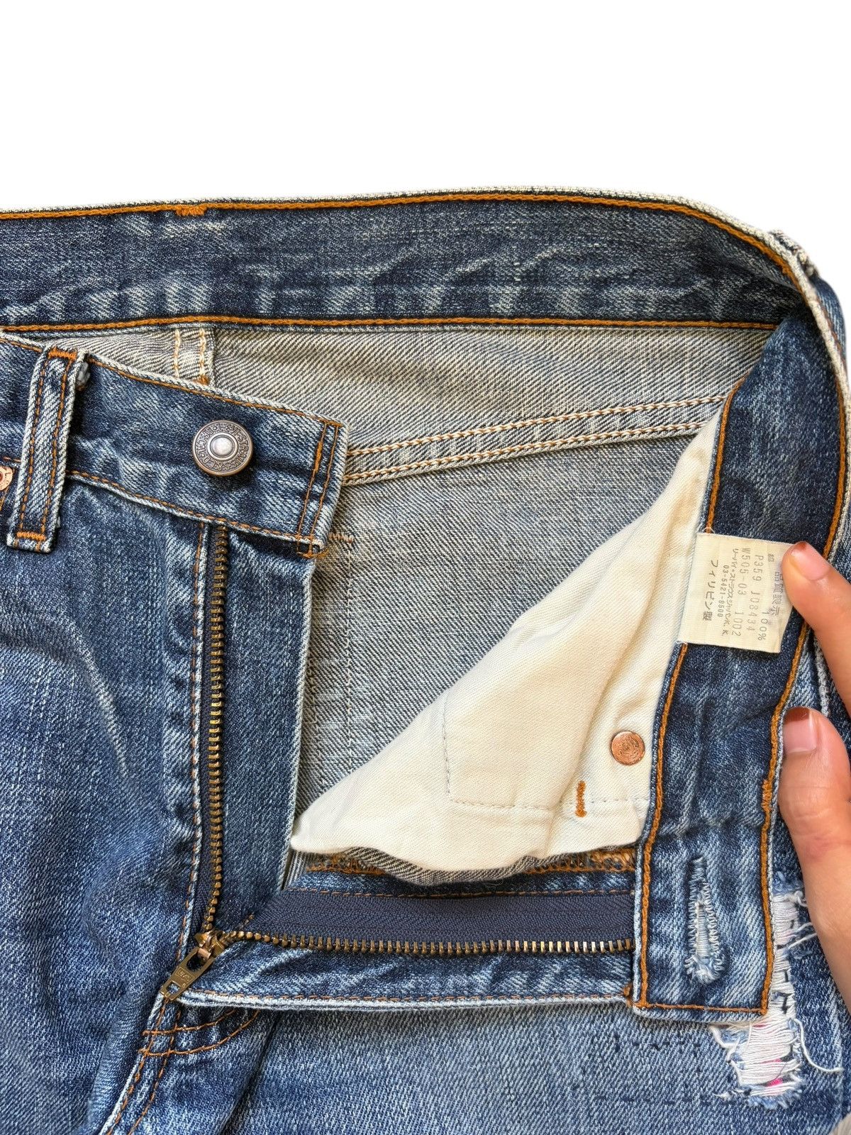 Levi's Vintage 90s Levis 505 Patches Distressed Jeans Size 27" / US 4 / IT 40 - 5 Thumbnail