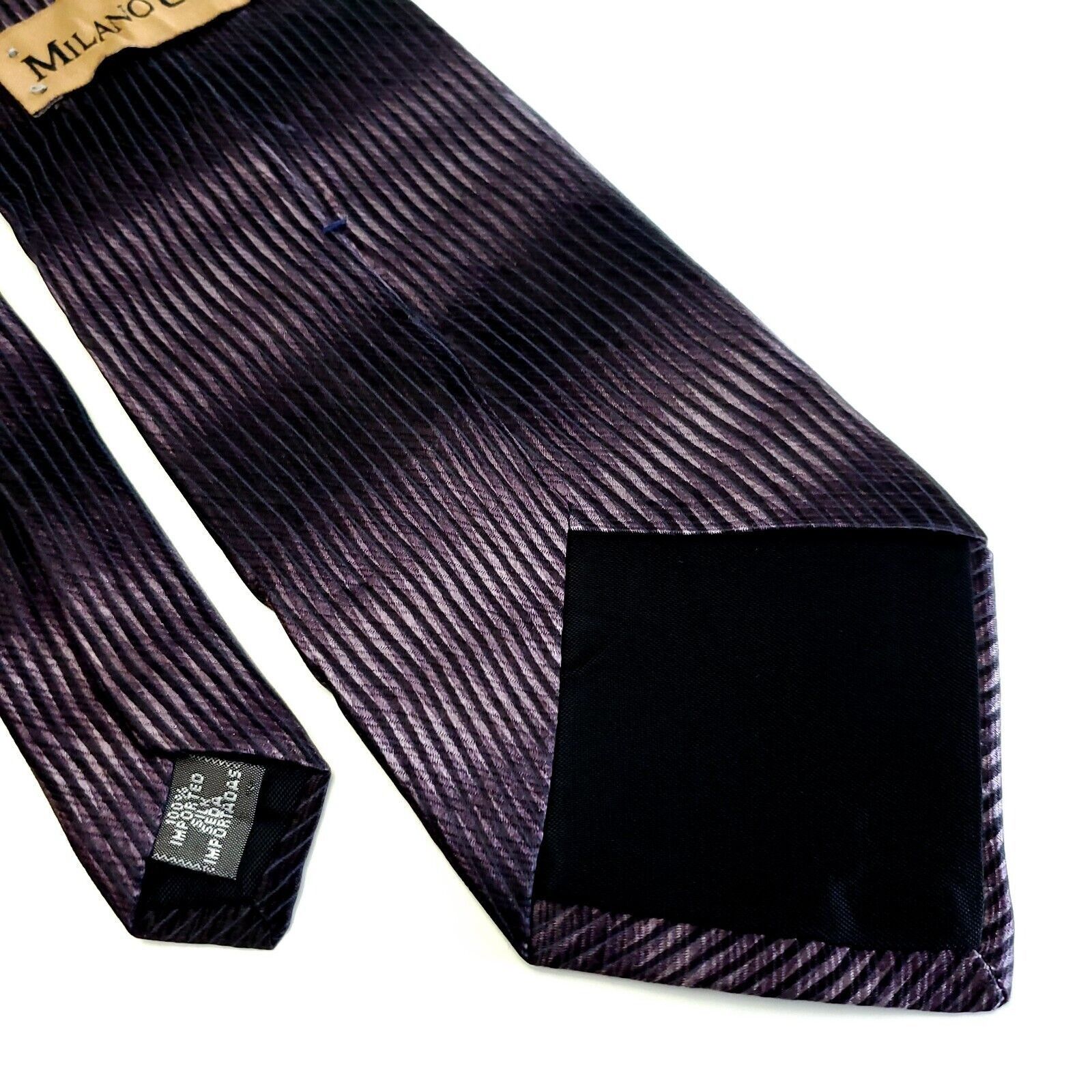 Designer Milano Uomo Purple Woven Wavy Striped Silk Tie Size ONE SIZE - 5 Thumbnail