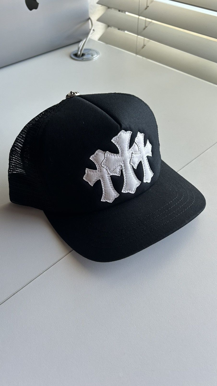 Chrome Hearts Chrome Hearts White Triple Cross Trucker Hat Size ONE SIZE - 1 Thumbnail