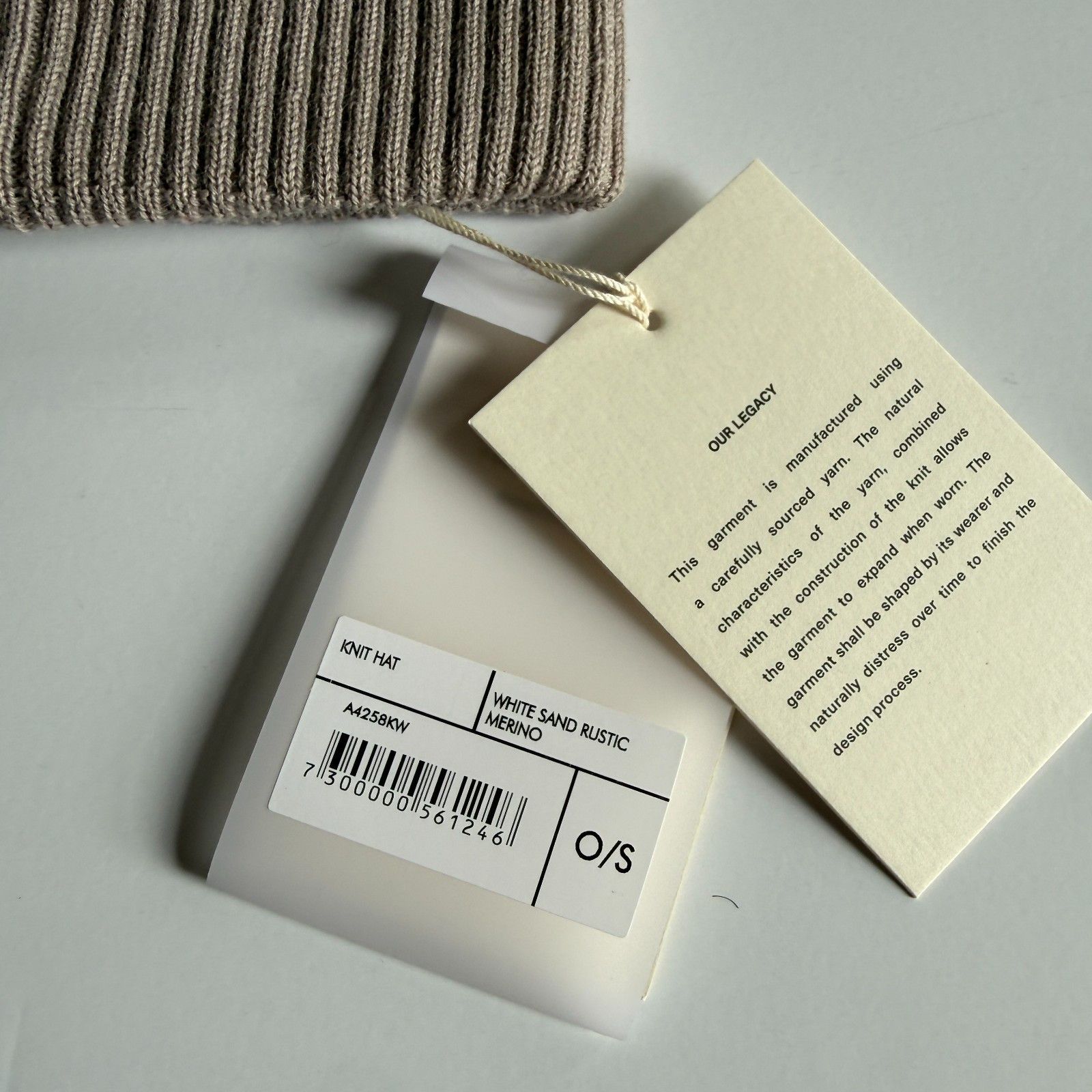 Our Legacy Our Legacy White Sand Rustic Merino Knit Beanie Hat Size ONE SIZE - 2 Thumbnail