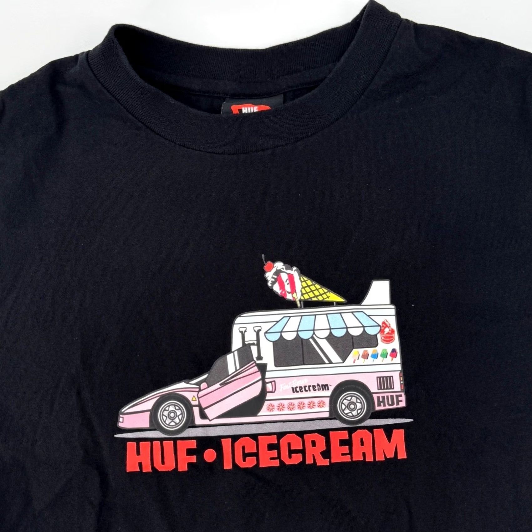 Vintage HUF x ICECREAM T-Shirt Black Graphic Print Crew Neck Short Sleeve Medium Mens Retro Streetwear Skateboard Limited Edition All Seasons Size US M / EU 48-50 / 2 - 3 Thumbnail