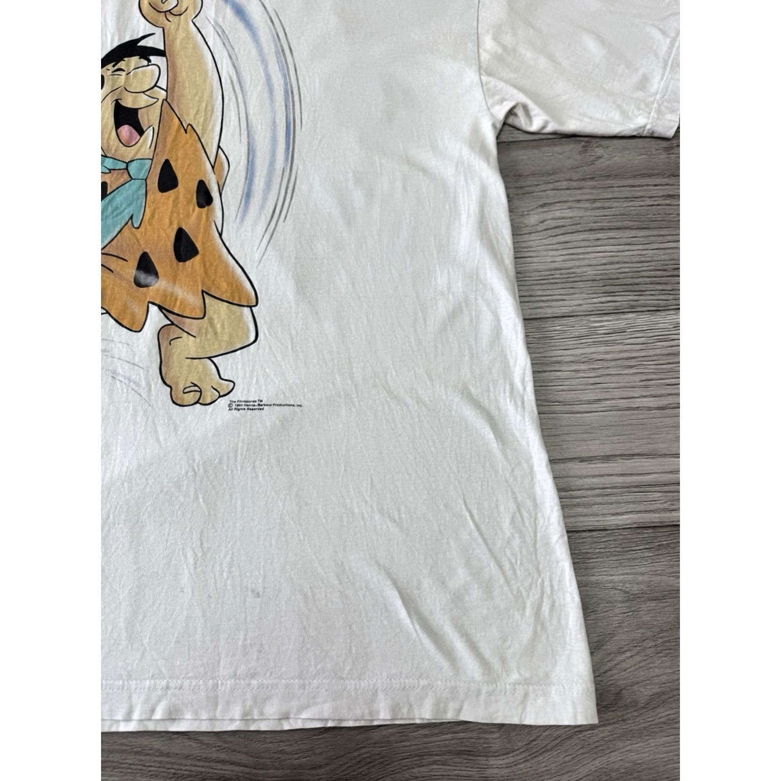 FRED VINTAGE The Flintstones T-Shirt XL White Fred Flintstone 1993 Mens Shirt Size US XL / EU 56 / 4 - 4 Thumbnail