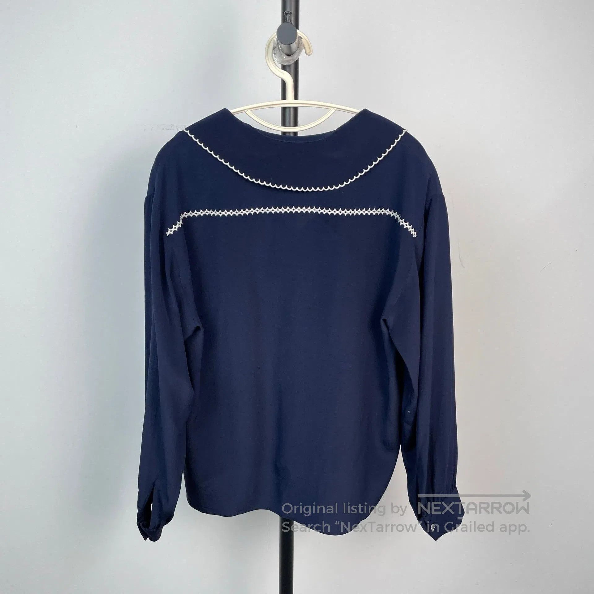 Miu Miu Miu Miu Navy blue mulberry silk shirt| Size XS / US 0-2 / IT 36-38 - 2 Thumbnail