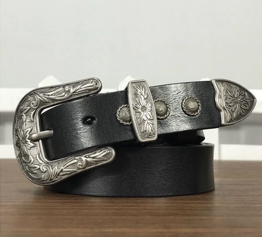 Japanese Brand Retro vintage punk buckle western leather belt Size ONE SIZE - 1 Thumbnail