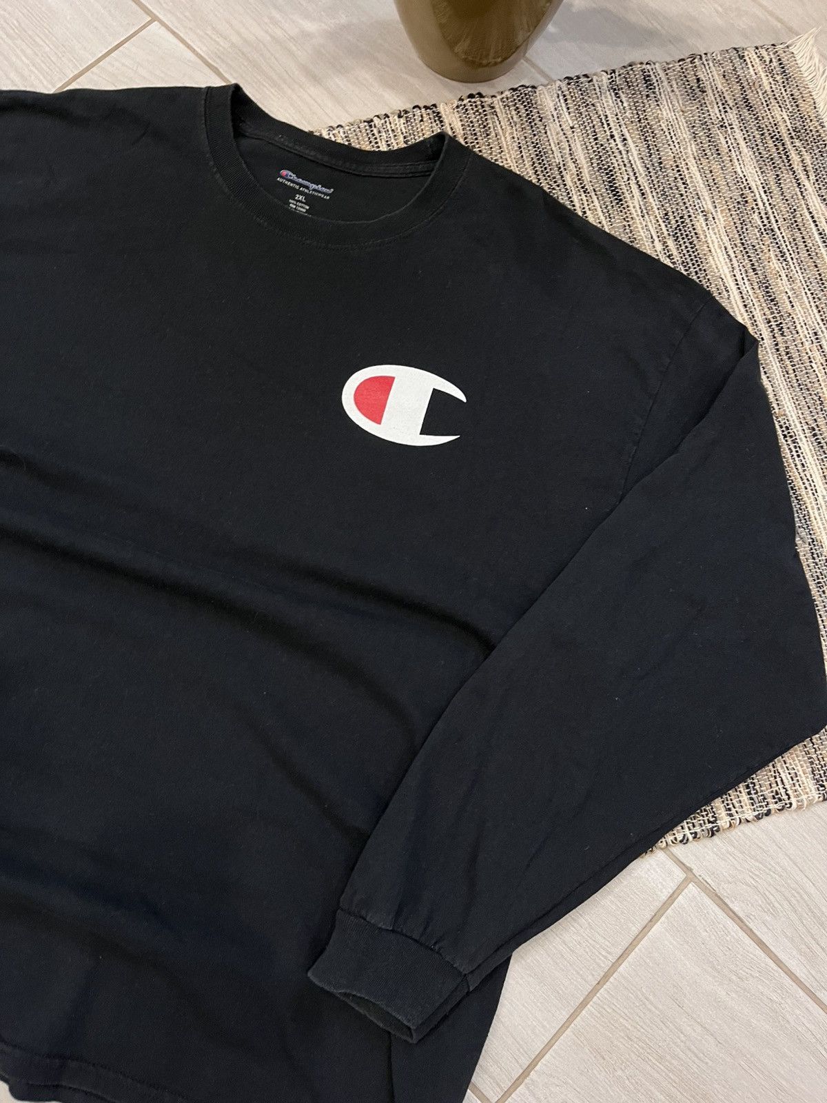 Champion × Vintage Vintage Champion Longsleeve Tshirt Black Oversize blank Size US XXL / EU 58 / 5 - 5 Thumbnail