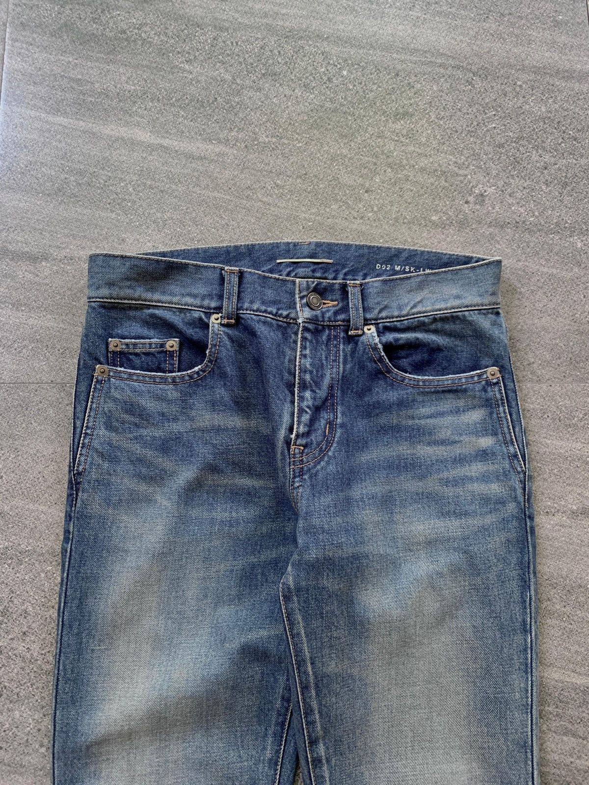 Saint Laurent Paris FREE TAX! D02 Blue Washed Skinny Denim Jeans Size US 28 / EU 44 - 2 Thumbnail