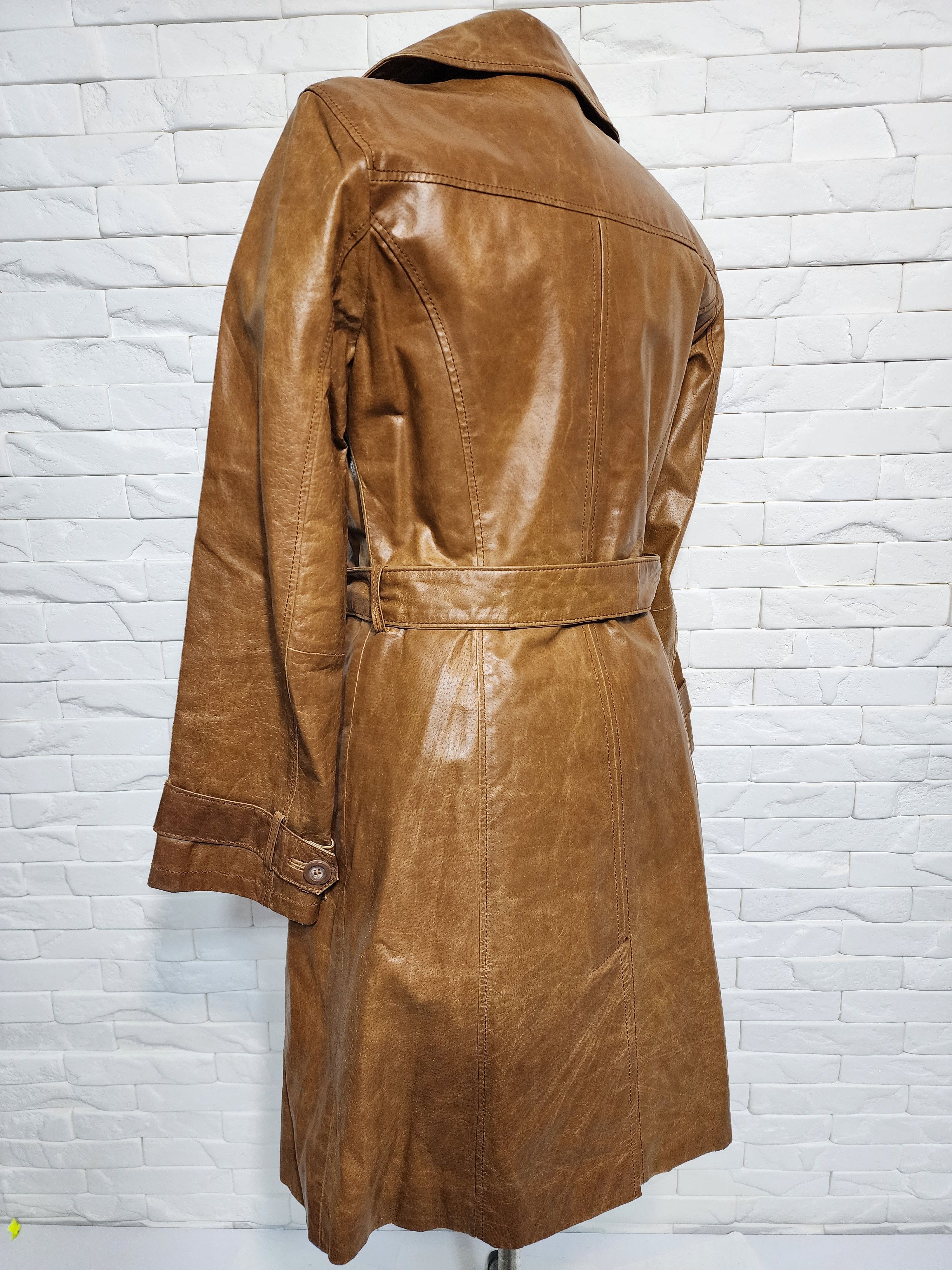 Designer Women's brown genuine leather raincoat. Size M / US 6-8 / IT 42-44 - 4 Thumbnail