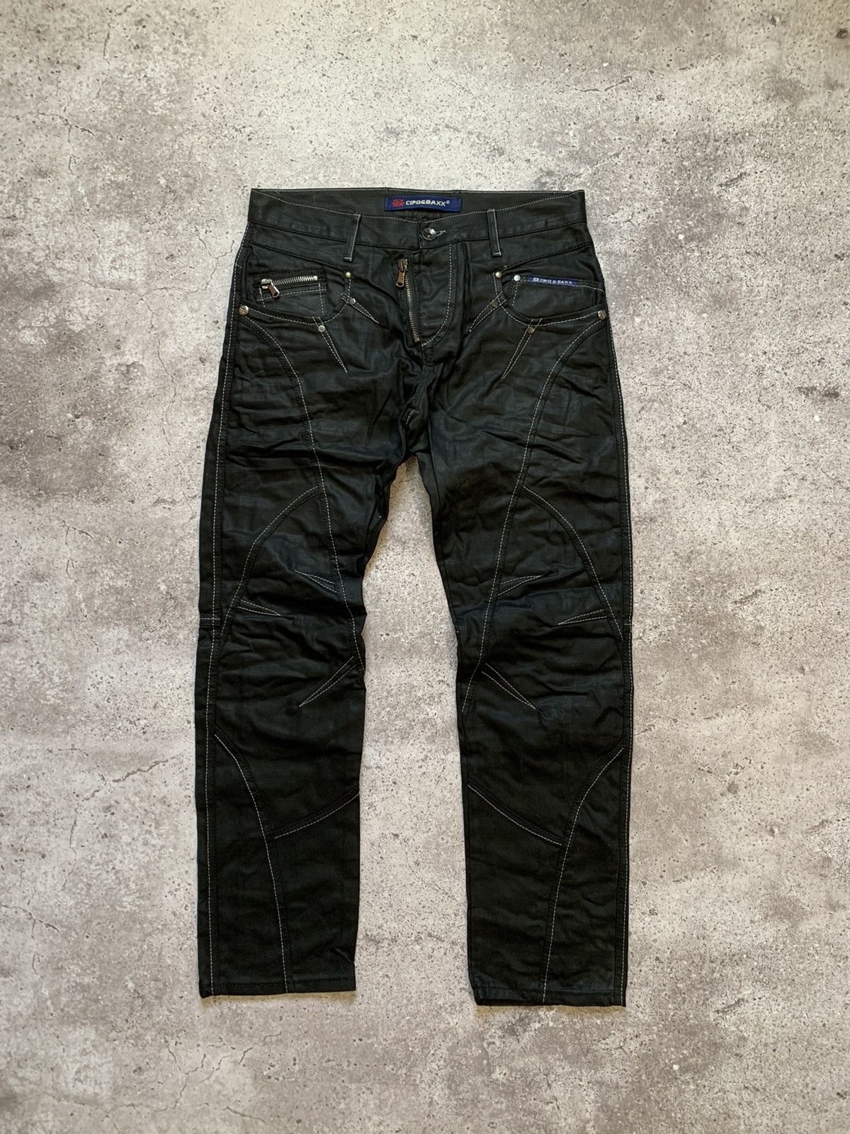 Designer × Japanese Brand RARE🔥CIPO&BAXX🔥 White thread Y2K Jeans Bootcut Size US 34 / EU 50 - 2 Thumbnail