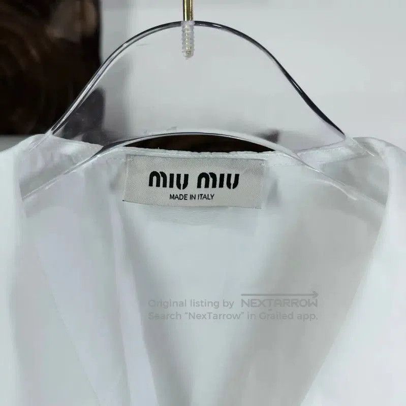 Miu Miu Miu Miu White Cotton Blend T-Shirt . Size M / US 6-8 / IT 42-44 - 3 Thumbnail