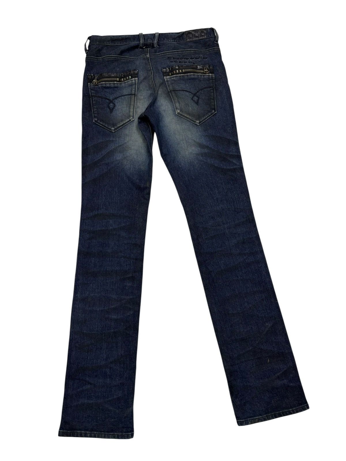 Tornado Mart JAPANESE JUKEBOX WHISKER DARK DISTRESSED DENIM JEANS Size US 31 - 4 Thumbnail