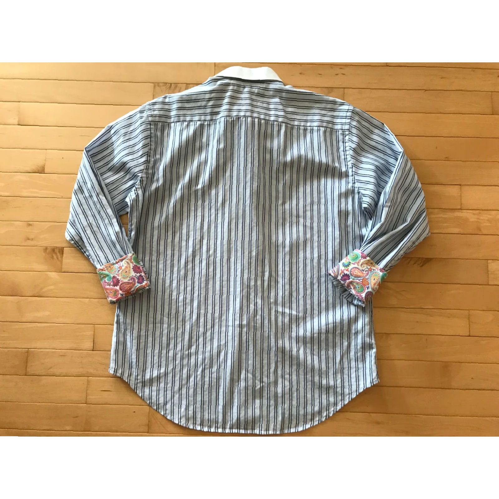 Robert Graham Robert Graham Money Money Men's Blue Long Sleeve Paisley Flip Cuff Shirt sz L Size US L / EU 52-54 / 3 - 3 Thumbnail