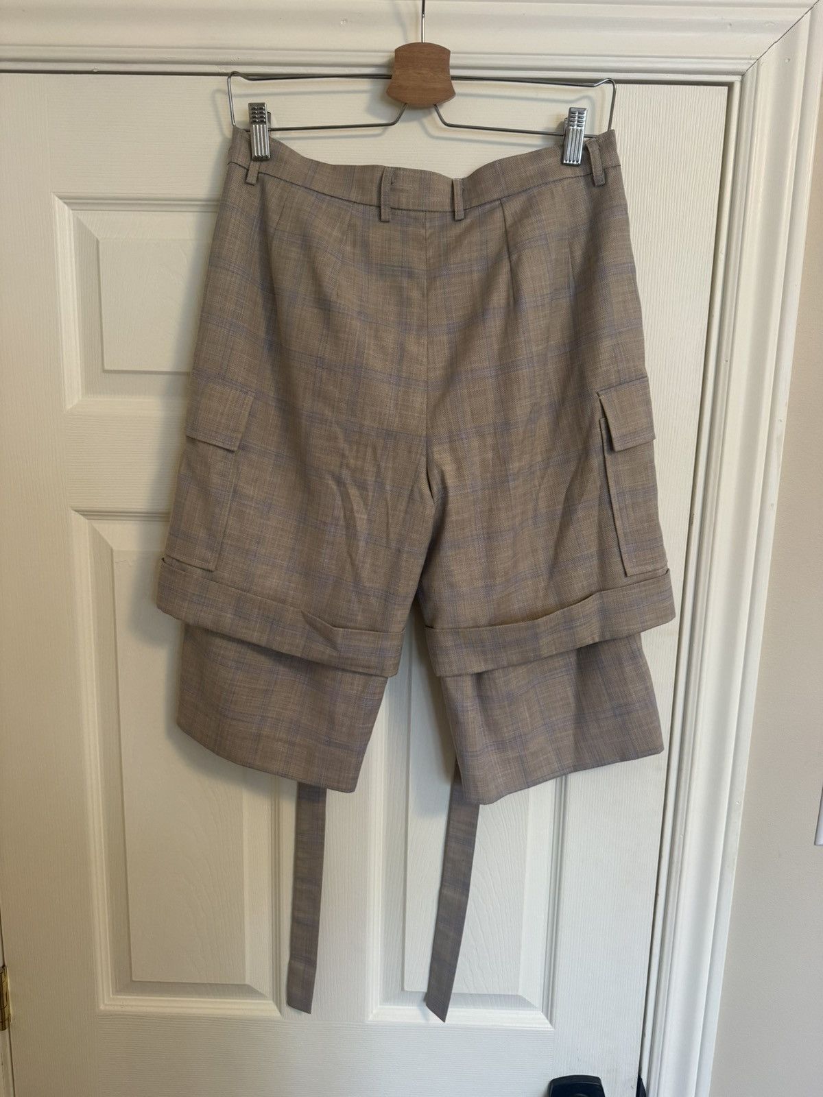 Other Unique Designer Plaid Cargo Shorts with Straps Size US 34 / EU 50 - 2 Thumbnail