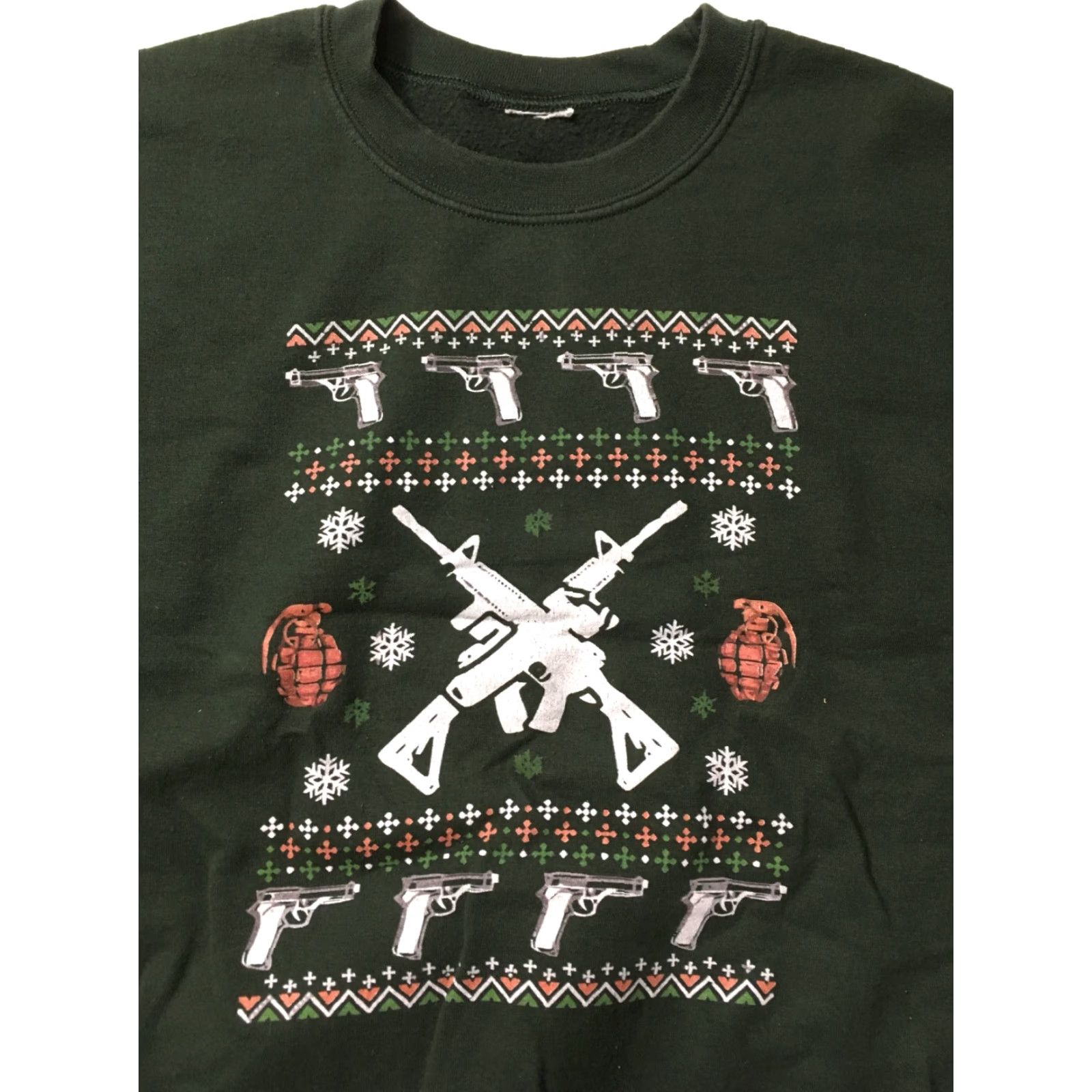Vintage FREEDOM AK-47 RIFLE handguns HOODIE PULLOVER Green Short Sleeve Sweatshirt Mens M Cotton Heritage Pullover Shirt Size US M / EU 48-50 / 2 - 2 Thumbnail
