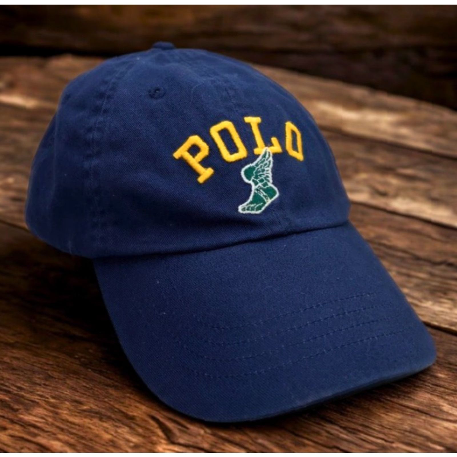 Polo Ralph Lauren VINTAGE Polo Ralph Lauren P-Wing Cap Unisex Adults One Size Navy Adjustable Leather Strap EUC Rare Size US M / EU 48-50 / 2 - 2 Thumbnail