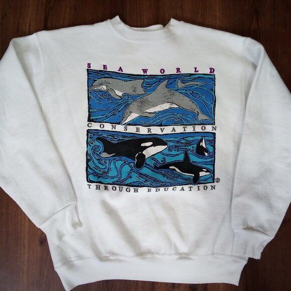 Tultex Vintage Sea World Conservation Through Education Sweatshirt Size US L / EU 52-54 / 3 - 2 Thumbnail