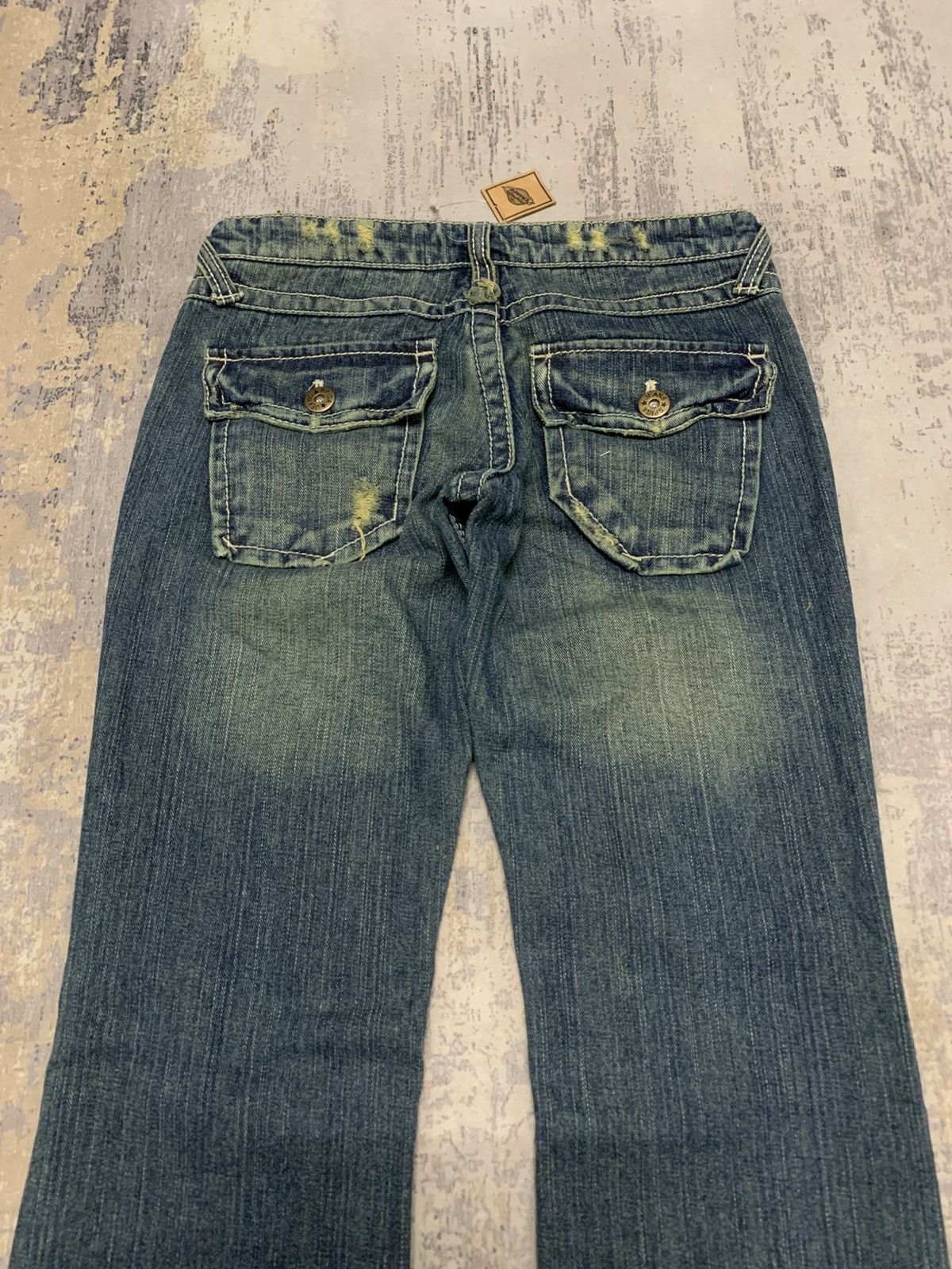 Japanese Brand Spiga Y2K Distressed Bootcut Jeans Vintage Low Rise Denim Size US 29 - 7 Thumbnail