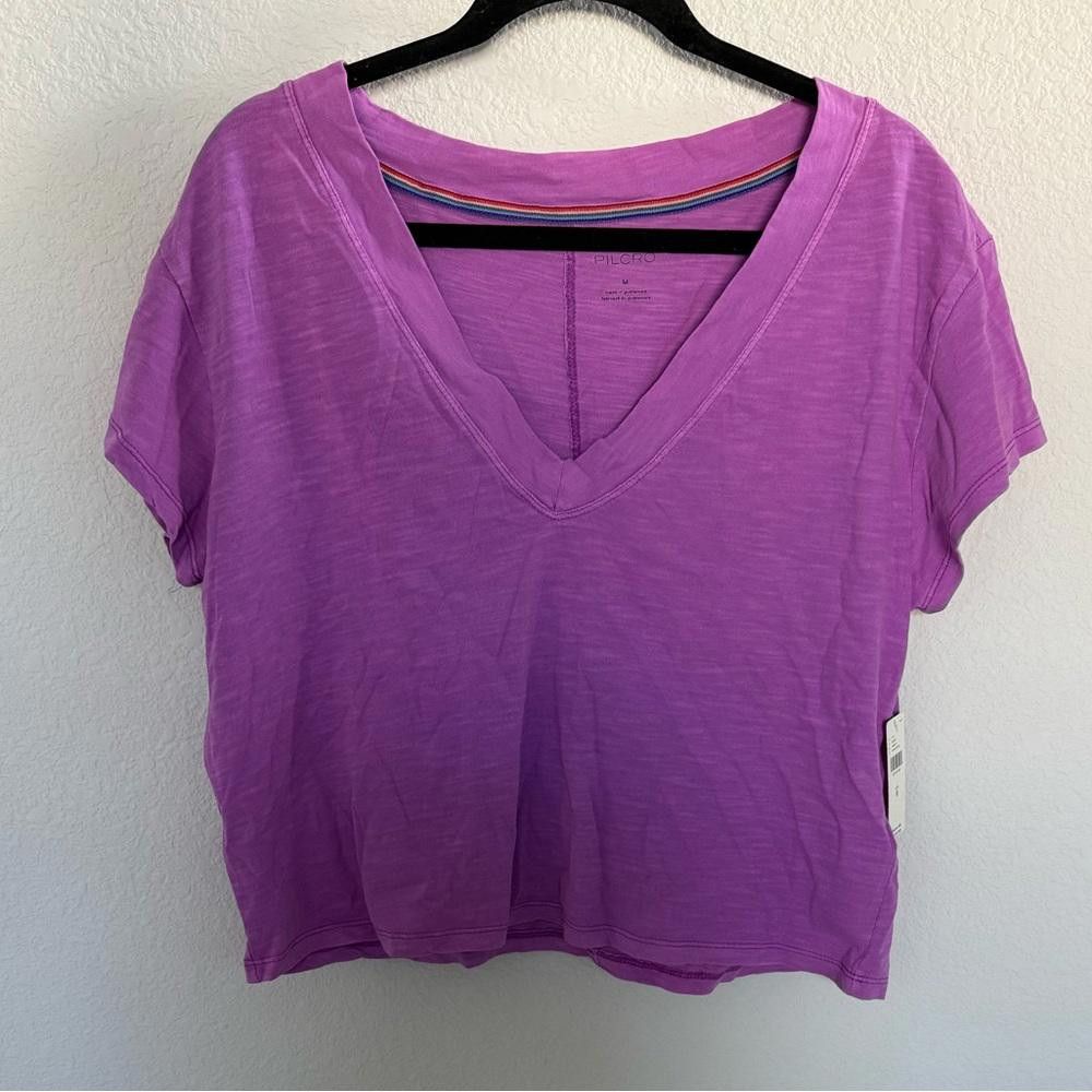 Designer Pilcro by Athropologie Boxy Plunge V-Neck Tee T Shirt Medium Size M / US 6-8 / IT 42-44 - 4 Thumbnail
