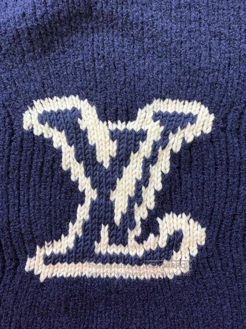 Louis Vuitton Louis Vuitton Blue intarsia monogram teddy knit sweater Size US XXL / EU 58 / 5 - 4 Thumbnail