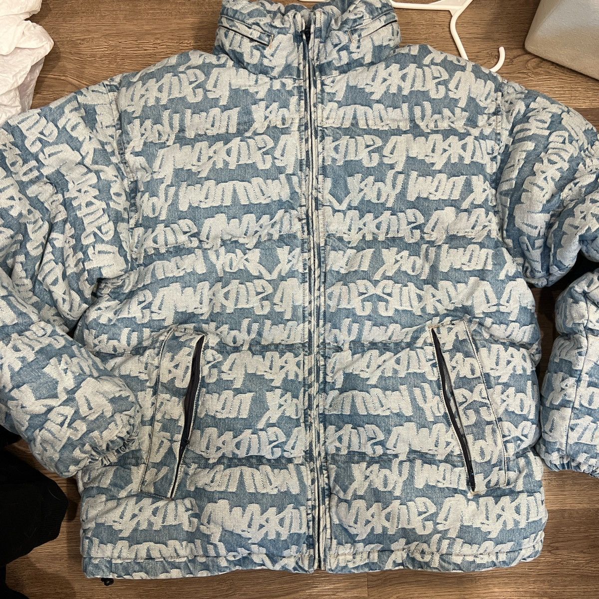 Supreme Supreme Fat Tip Jacquard Denim Puffer Jacket | Grailed