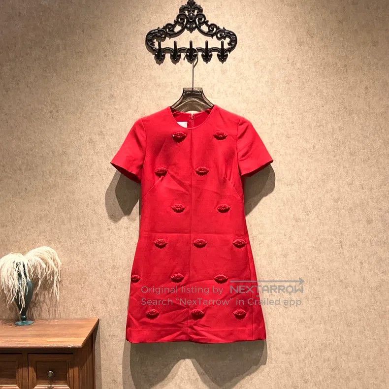 Valentino Valentino Beaded red lips full of printed dress Size XS / US 0-2 / IT 36-38 - 1 Thumbnail