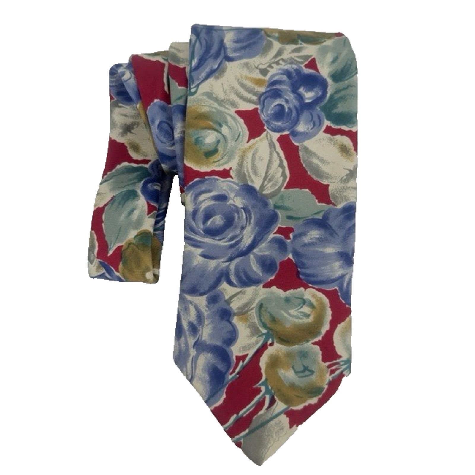 Van Heusen Van Heusen 417 Necktie Red/Blue/Green Floral Silk Preppy Size ONE SIZE - 1 Thumbnail