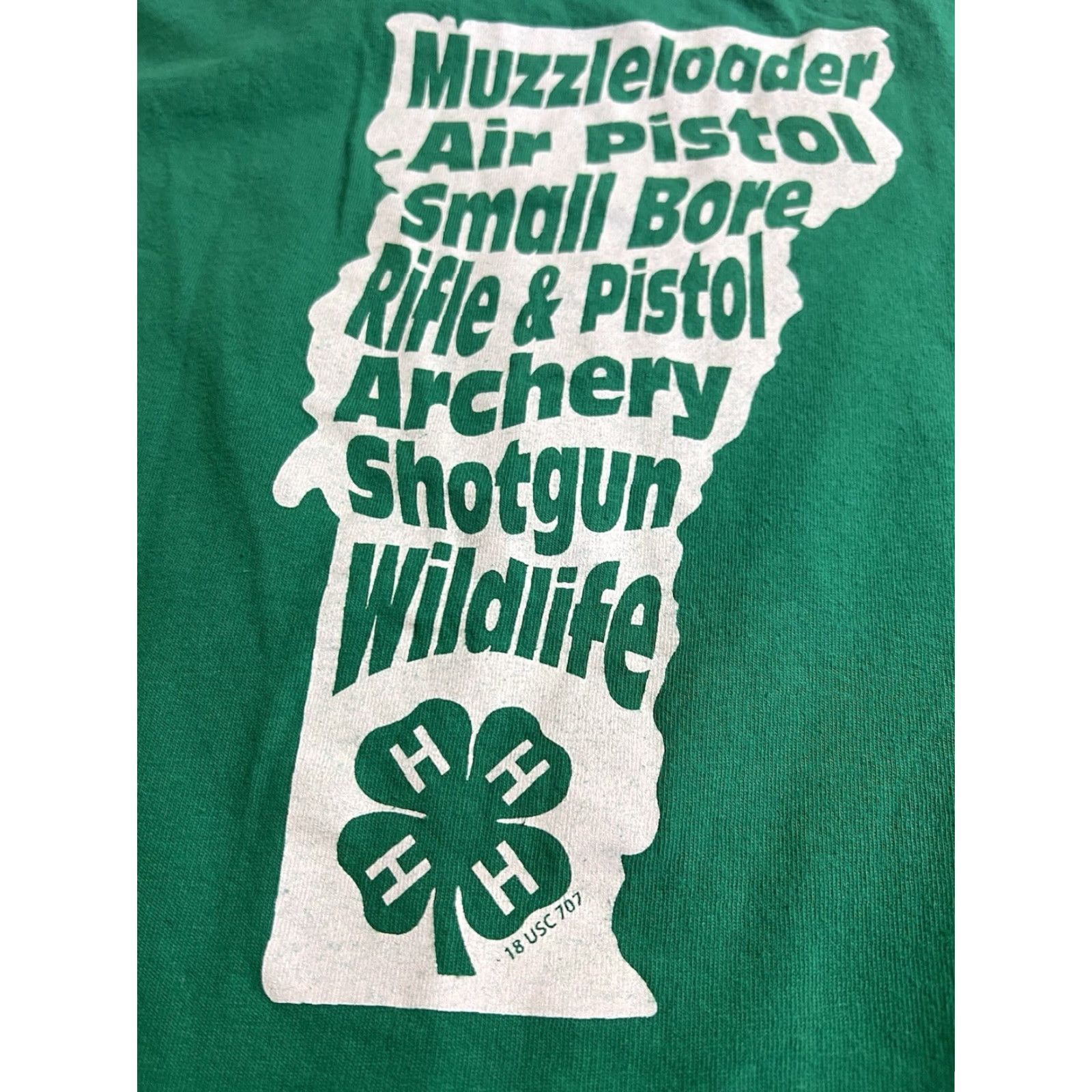 Gildan VINTAGE VTG Vermont 4H Shooting Sports Green Short Sleeve T-shirt Muzzleloader Rifle Mens M Green Cotton 4h Sports Size US M / EU 48-50 / 2 - 6 Thumbnail