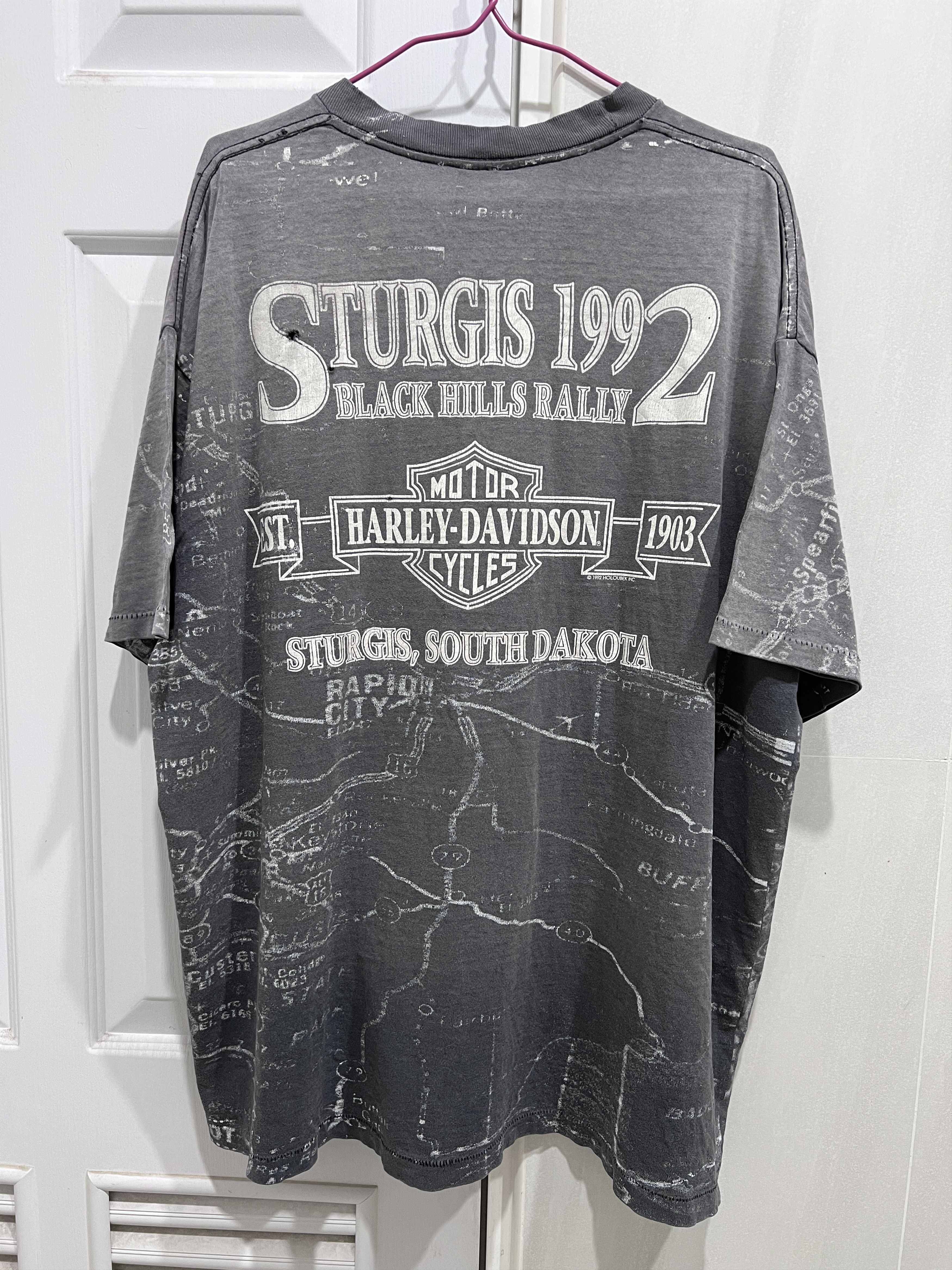 Harley Davidson Vintage 90s Harley Davidson All Over Print XL Thrashed Faded Size US XL / EU 56 / 4 - 7 Thumbnail