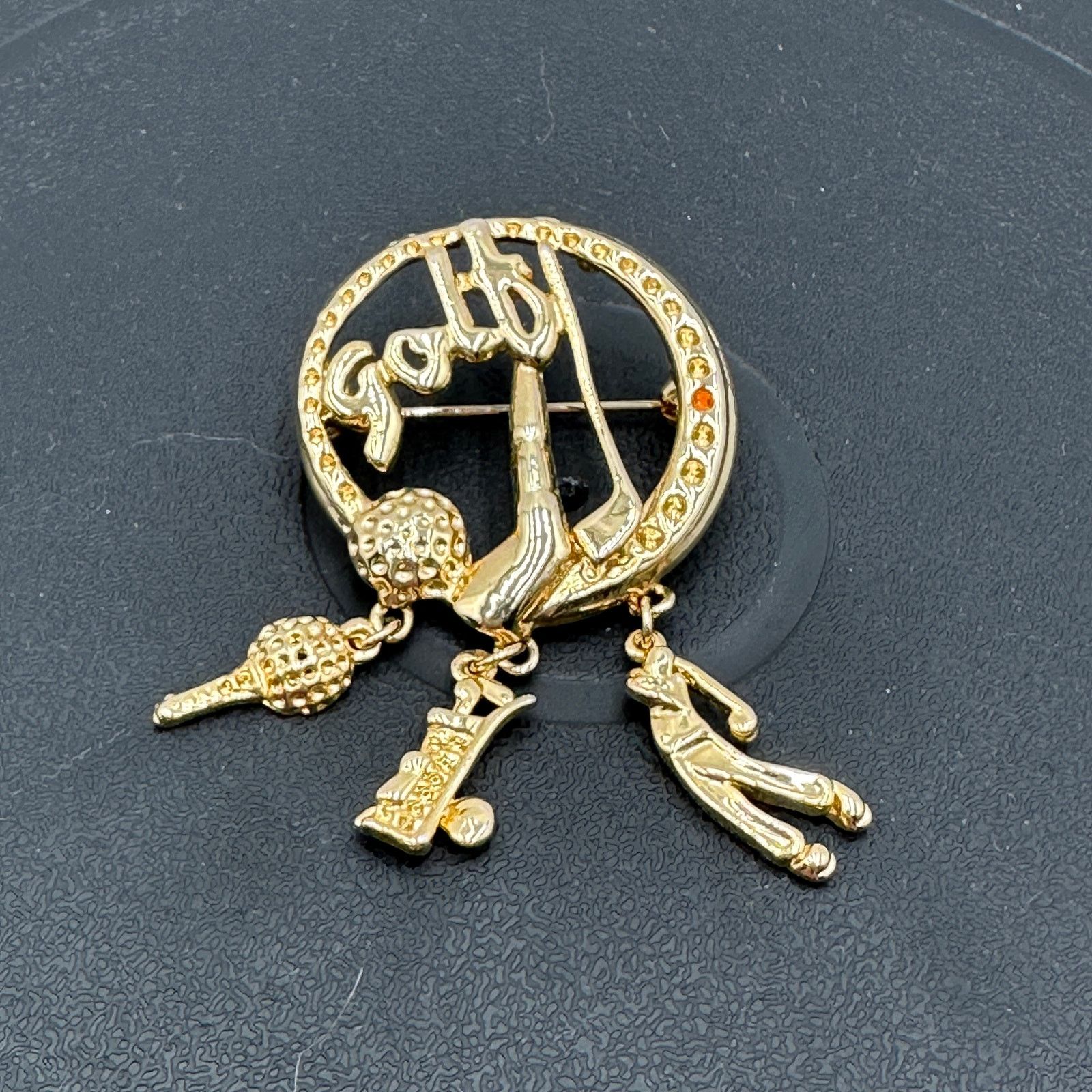 & Other Stories VTG Golf Brooch Dangling Charms Gold Tone Club Ball Golf Bag Size ONE SIZE - 1 Thumbnail