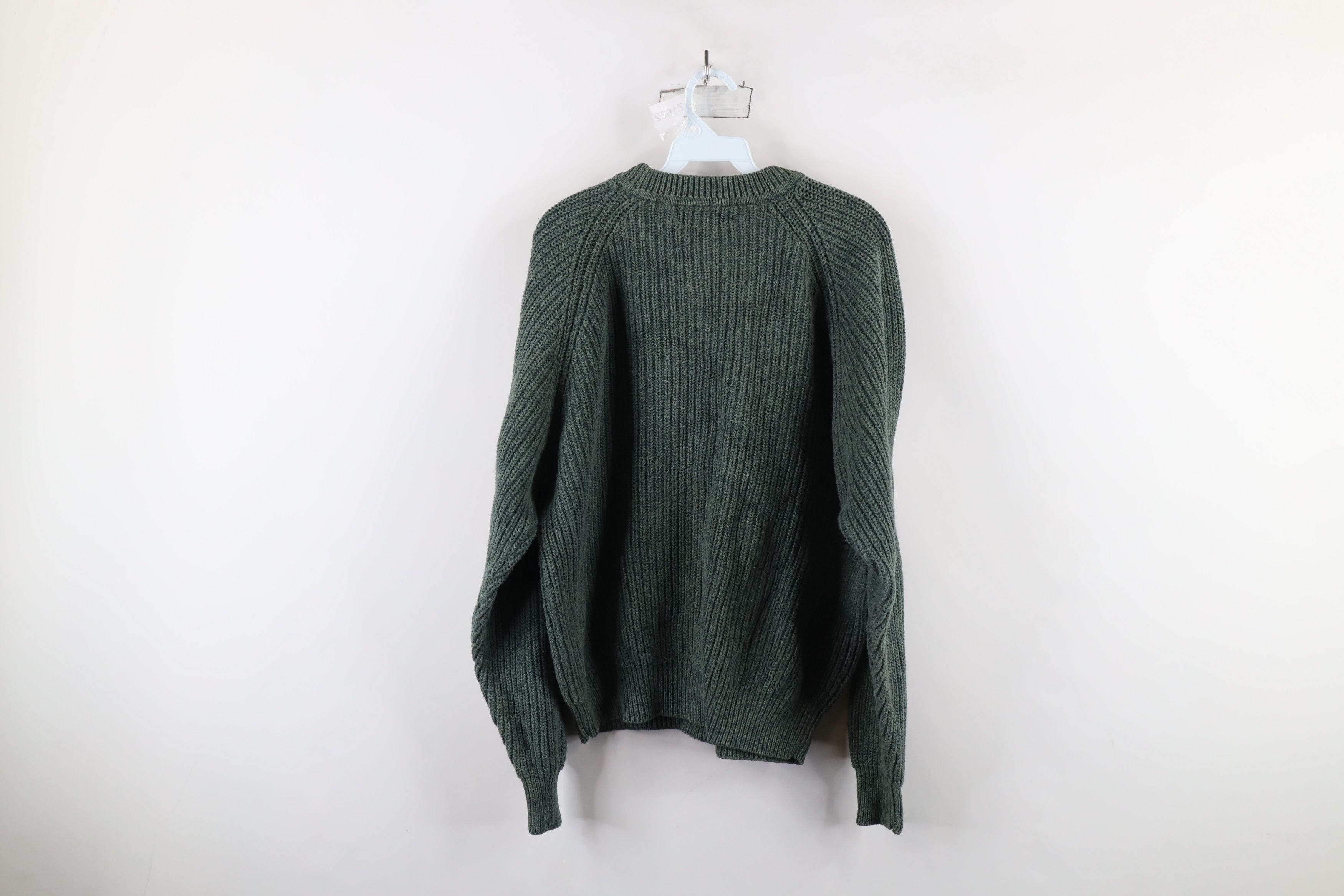 Eddie Bauer × Vintage Vintage 90s Eddie Bauer Cotton Ribbed Knit Sweater Green Size US XL / EU 56 / 4 - 7 Thumbnail