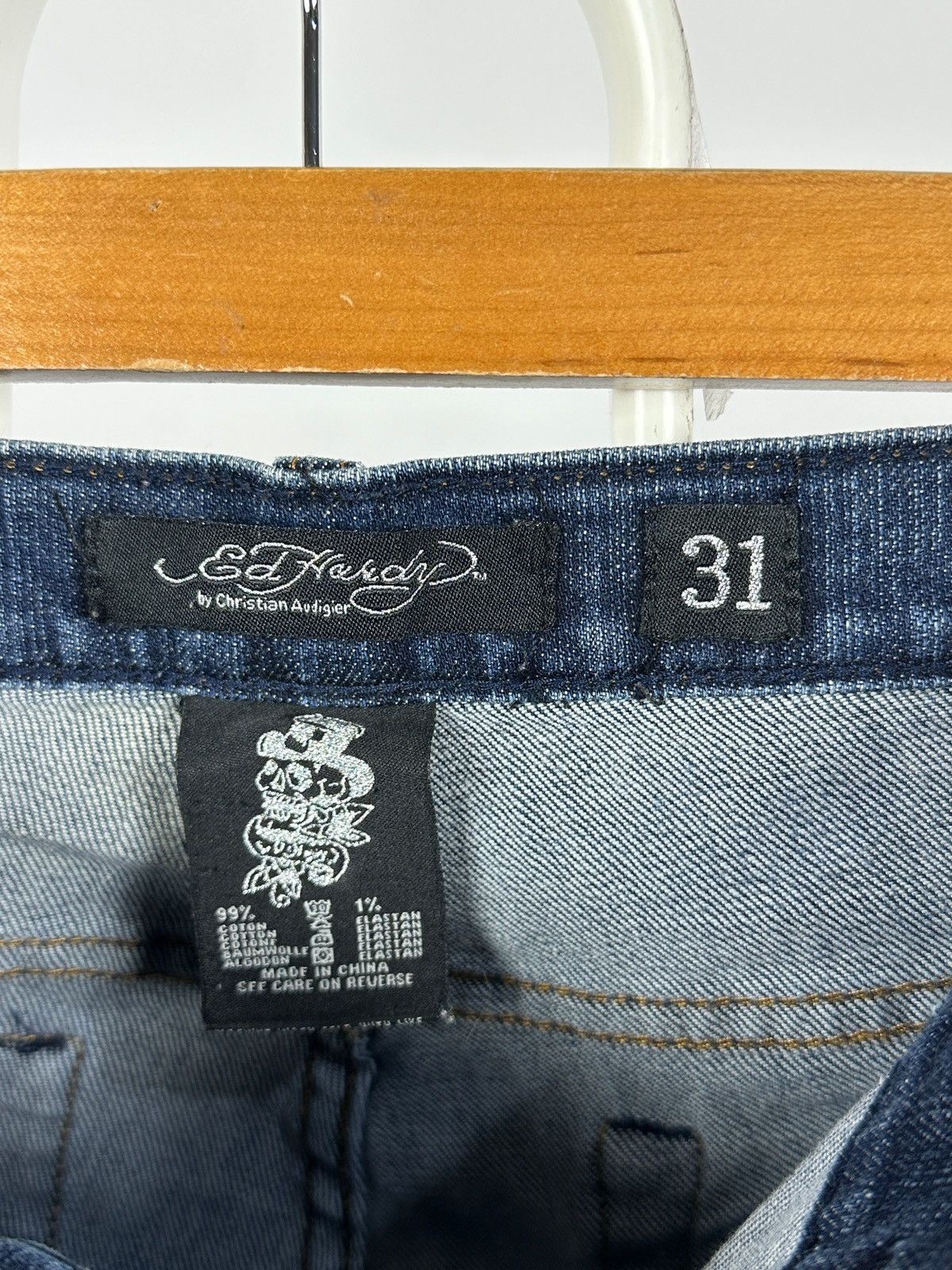 Ed Hardy Ed Hardy Rhinestones Flowers Denim Jeans Pants Size 31" - 16 Thumbnail