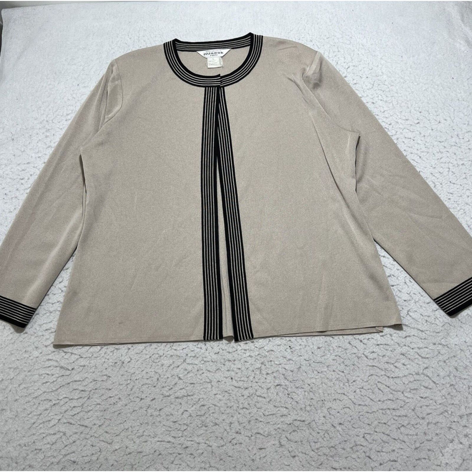 Vintage Vintage Exclusively Misook Collar Closure Cardigan Sweater Size L / US 10 / IT 46 - 1 Thumbnail