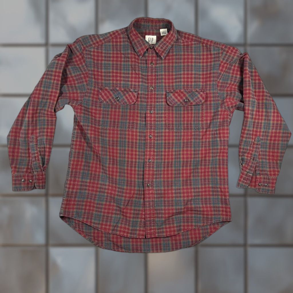 Gap Gap Button-Up Shirt Mens L Long Sleeve Plaid Flannel Red Multicolor Pocket Casual Outdoor Fall Winter EUC Size US L / EU 52-54 / 3 - 1 Thumbnail