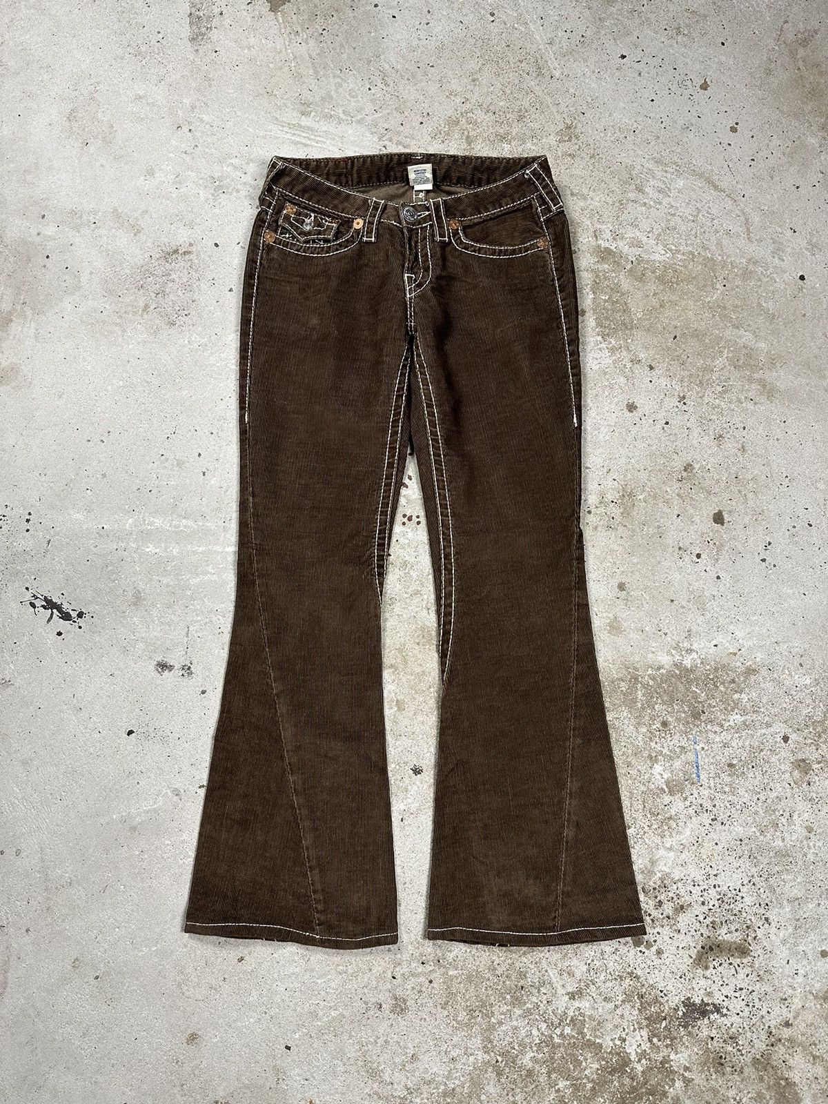 True Religion × Vintage RARE Vintage True Religion Joey Big T Brown Corduroy Bootcut Size US 28 / EU 44 - 2 Thumbnail
