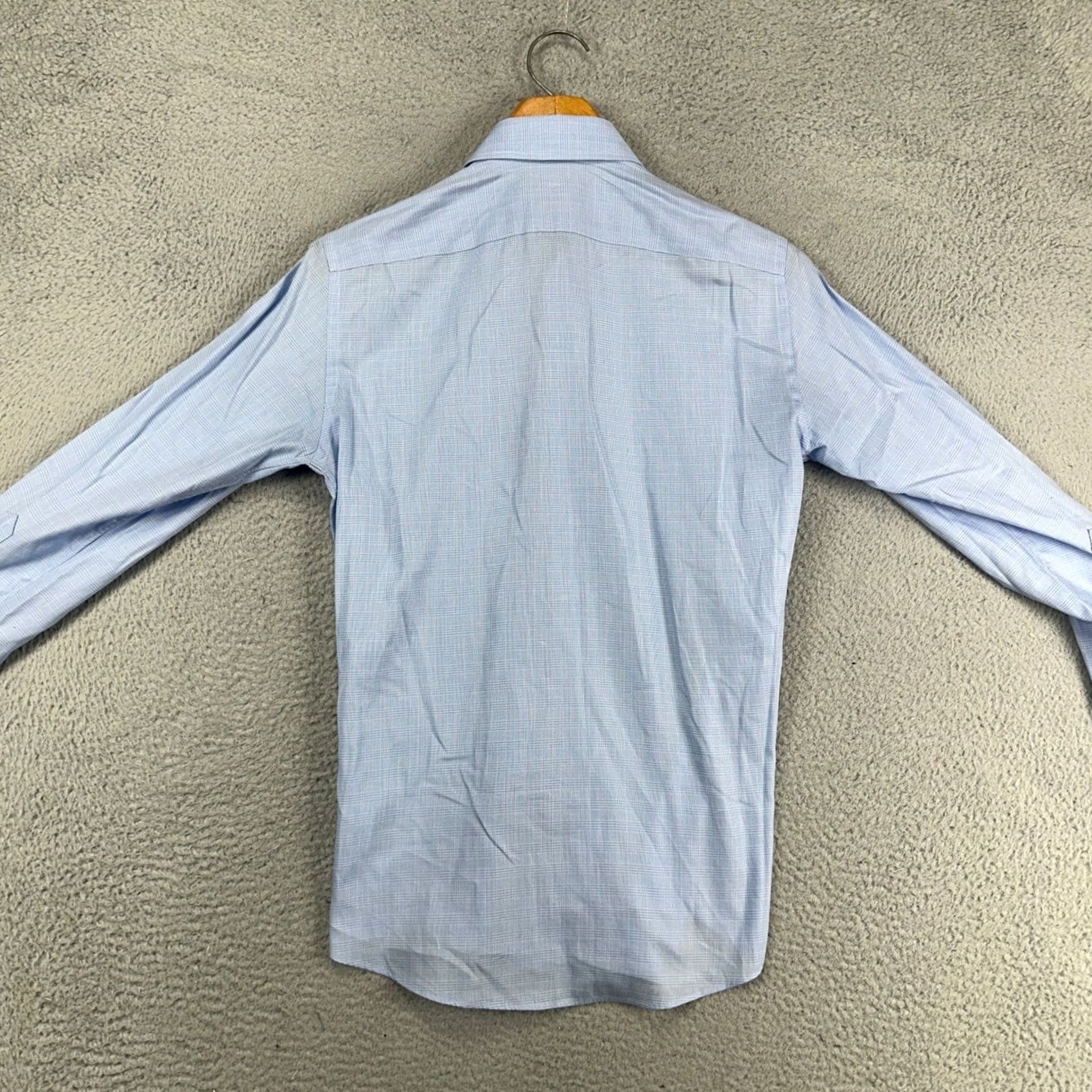 Vintage Indochino Adult Mens Button Up Shirt Small Light Blue Glen Check Long Sleeve Size US S / EU 44-46 / 1 - 3 Thumbnail
